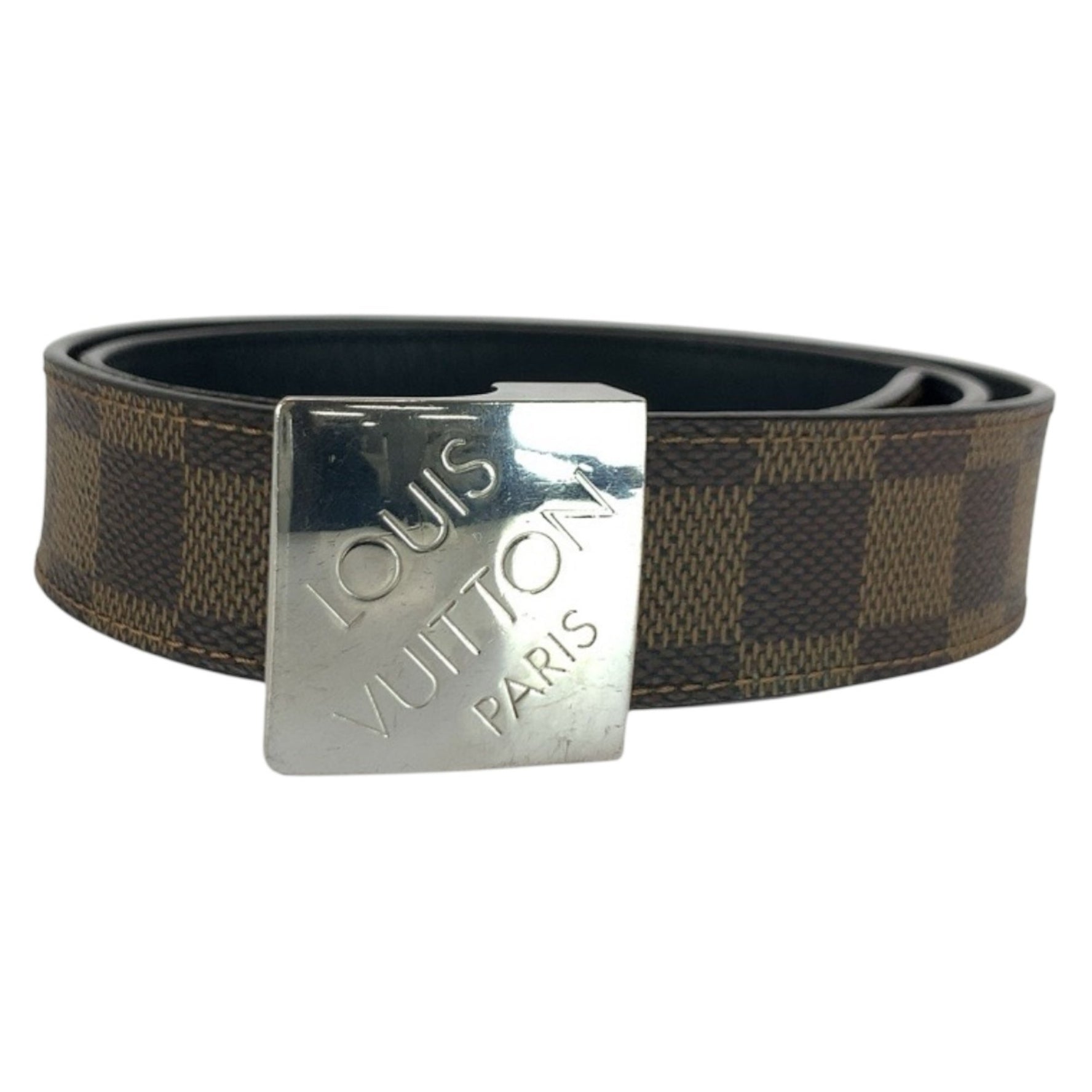 LOUIS VUITTON Damier Santur Carré Brown with Silver Hardware Belt Buckle Only