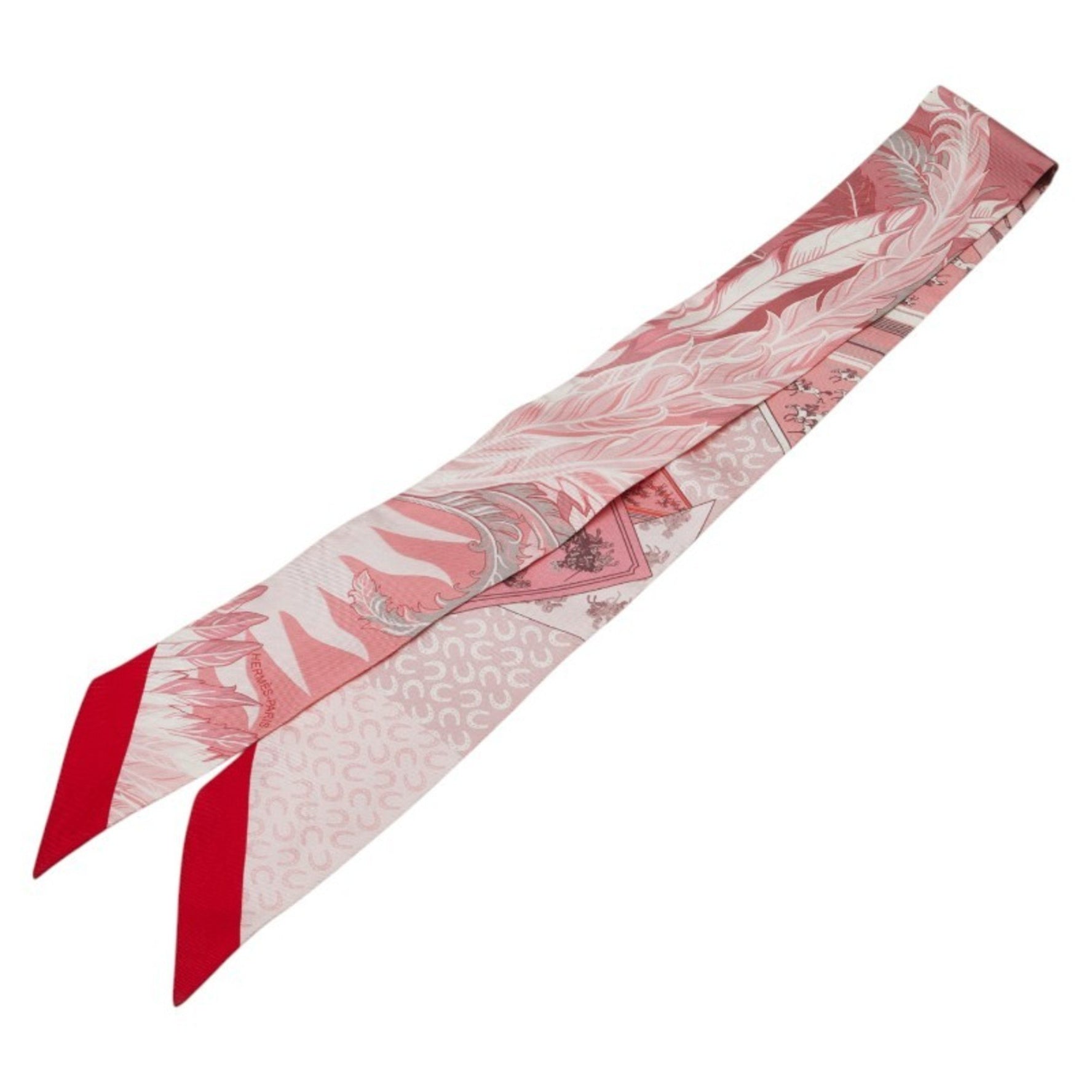 Hermes Twilly Cheval Phoenix Horse and Scarf Muffler Pink Multicolor