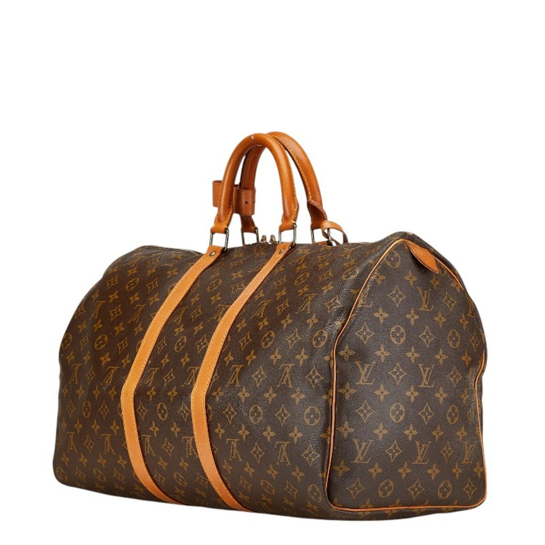 Louis Vuitton Monogram Keepall 50 Boston Bag Shoulder PVC Leather