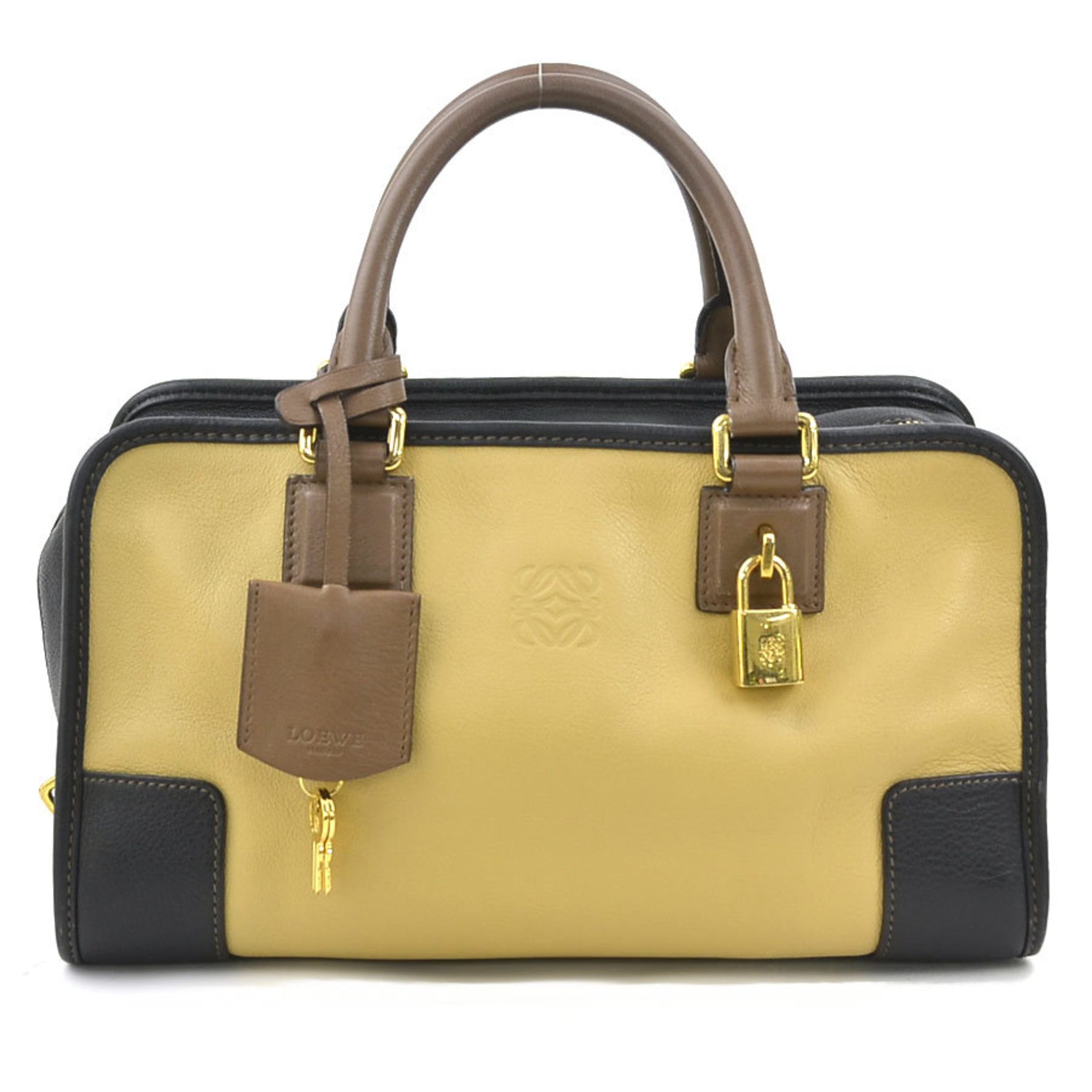 LOEWE handbag Amazona leather beige black brown gold ladies