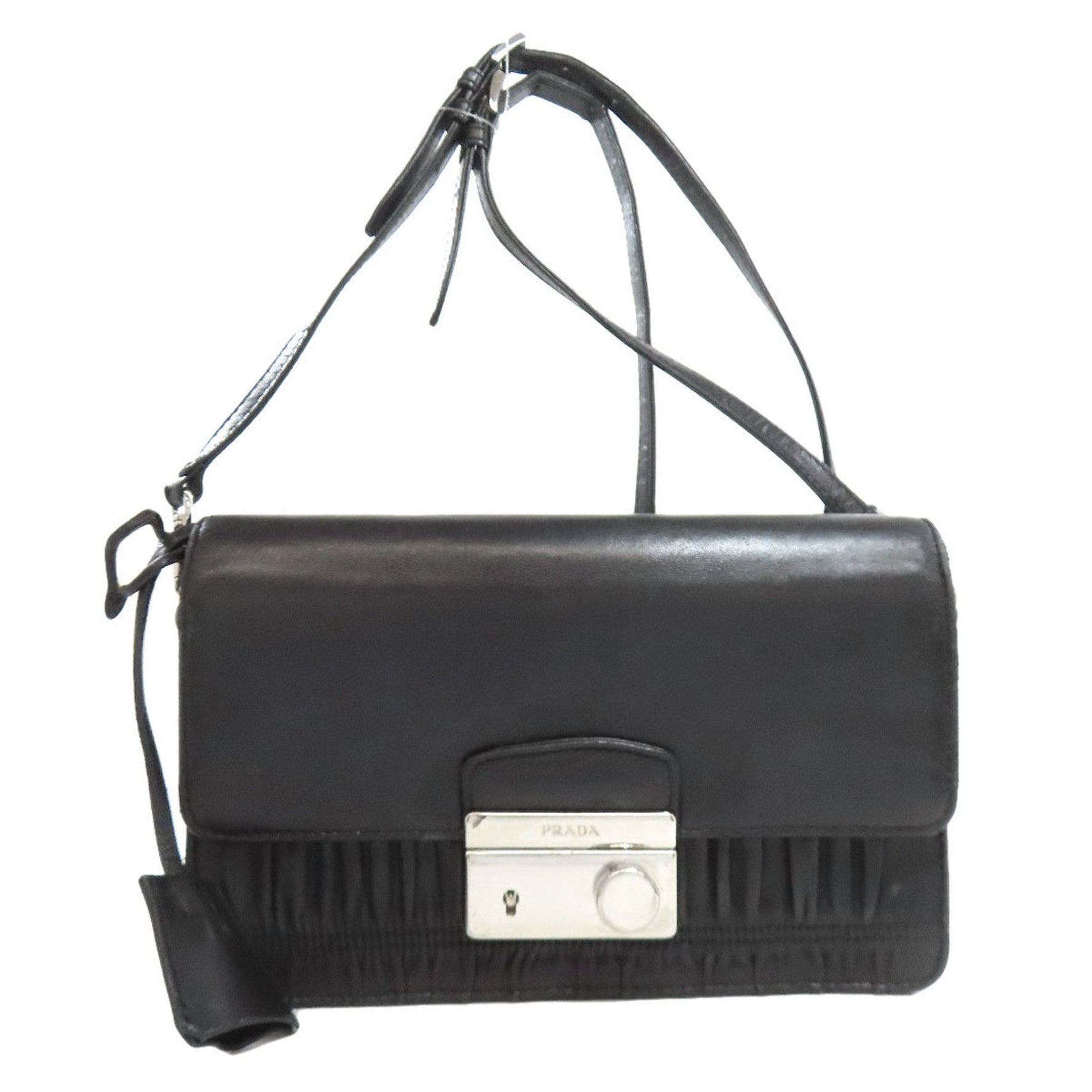Prada gathered leather shoulder bag