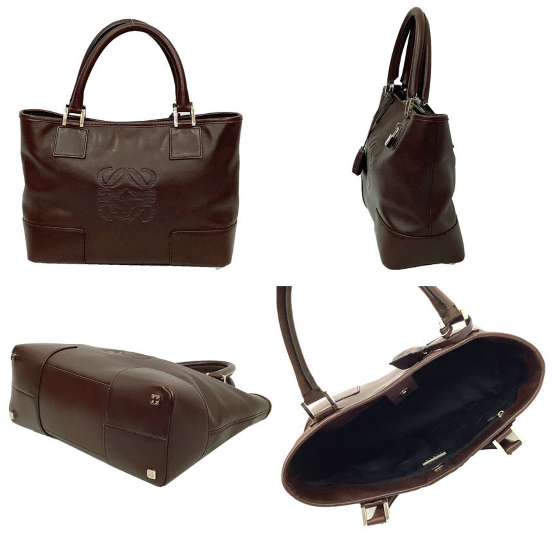 LOEWE Leather Tote Bag Fusta Handbag Anagram Amazona