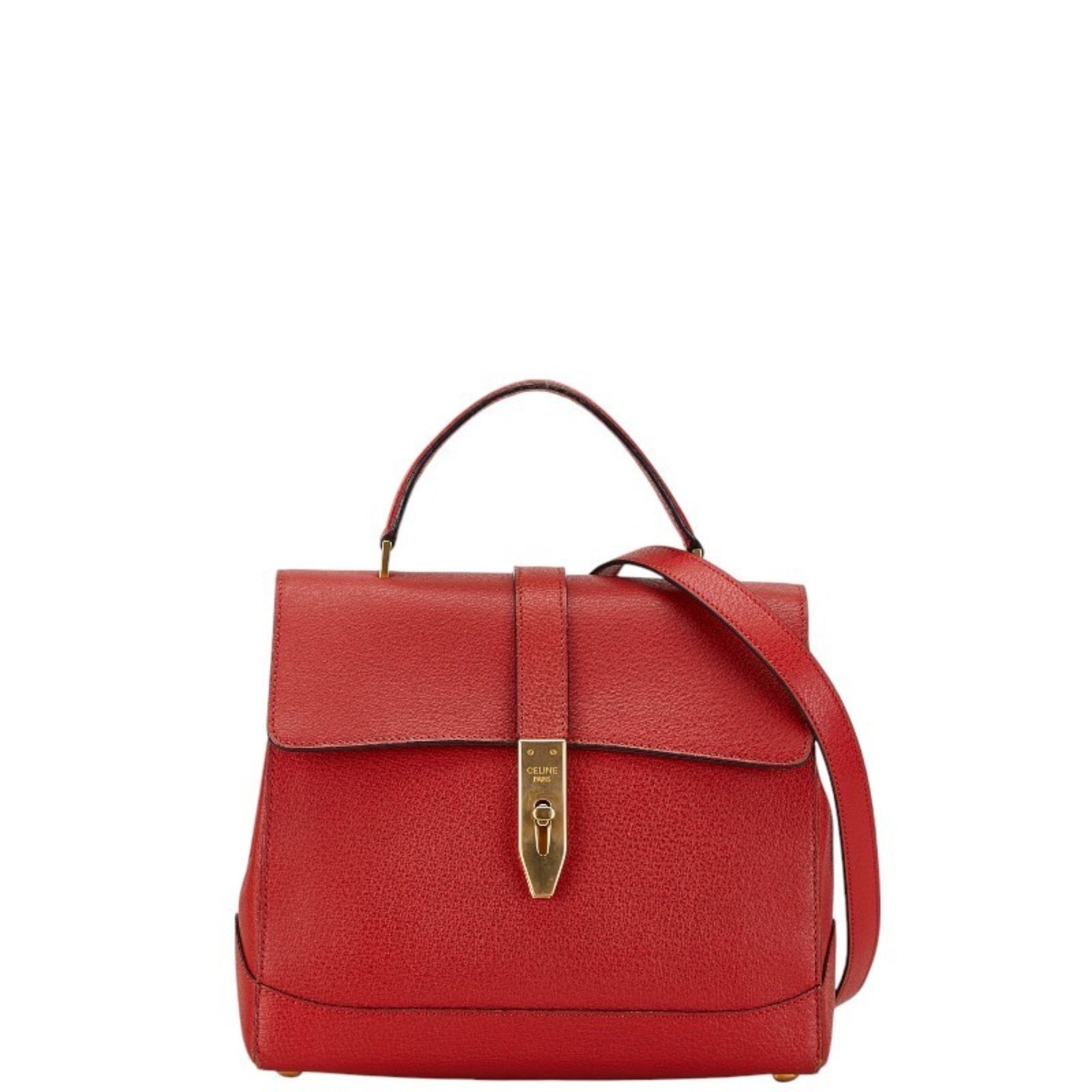 Celine handbag shoulder bag red leather