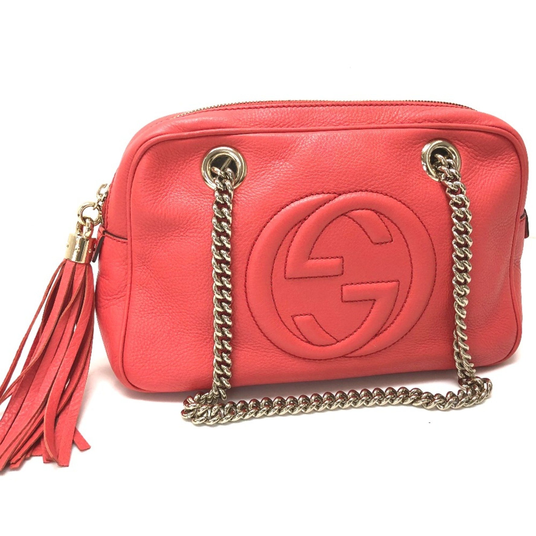 Gucci Interlocking G bag double chain Shoulder Bag Begonia