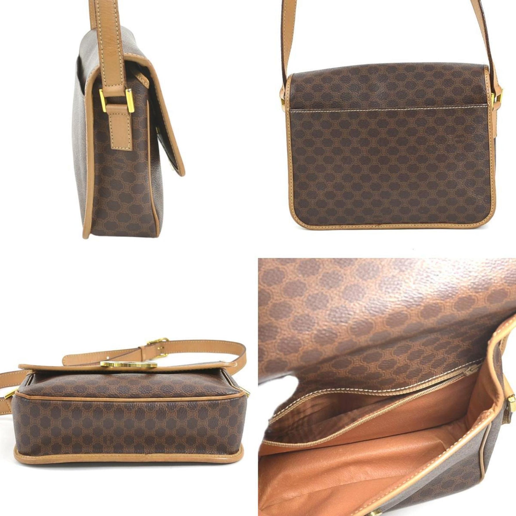 CELINE Shoulder Bag Macadam PVC/Leather