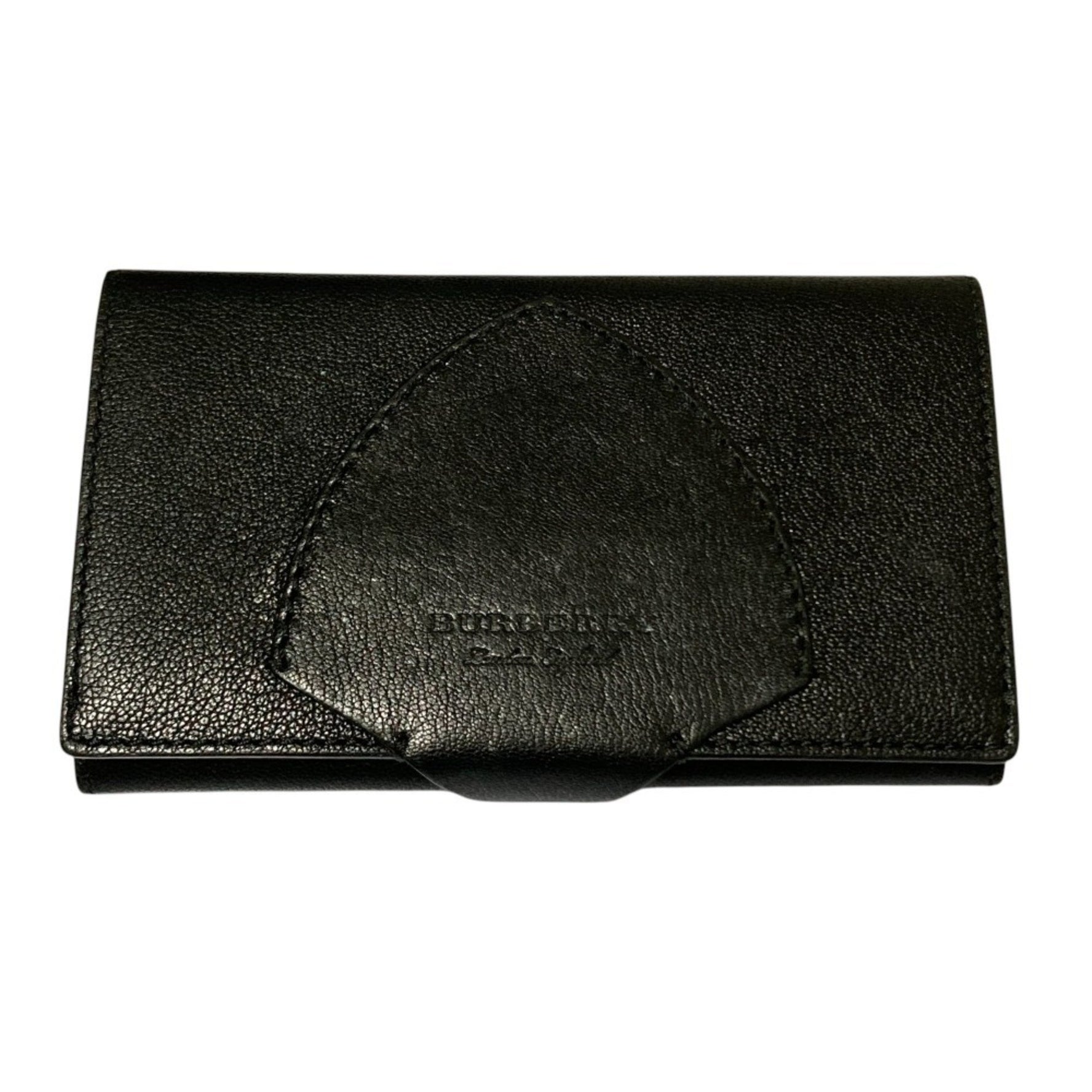BURBERRY Leather Long Wallet, Bi-fold Black x Yellow, Bicolor, Men's