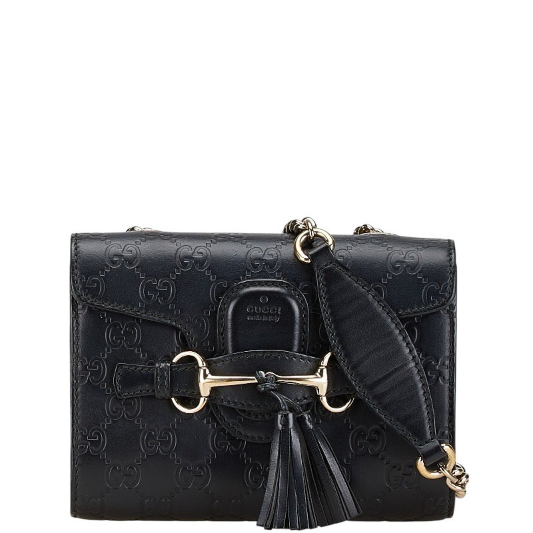 Gucci Guccissima Emily Horsebit Chain Shoulder Bag Leather