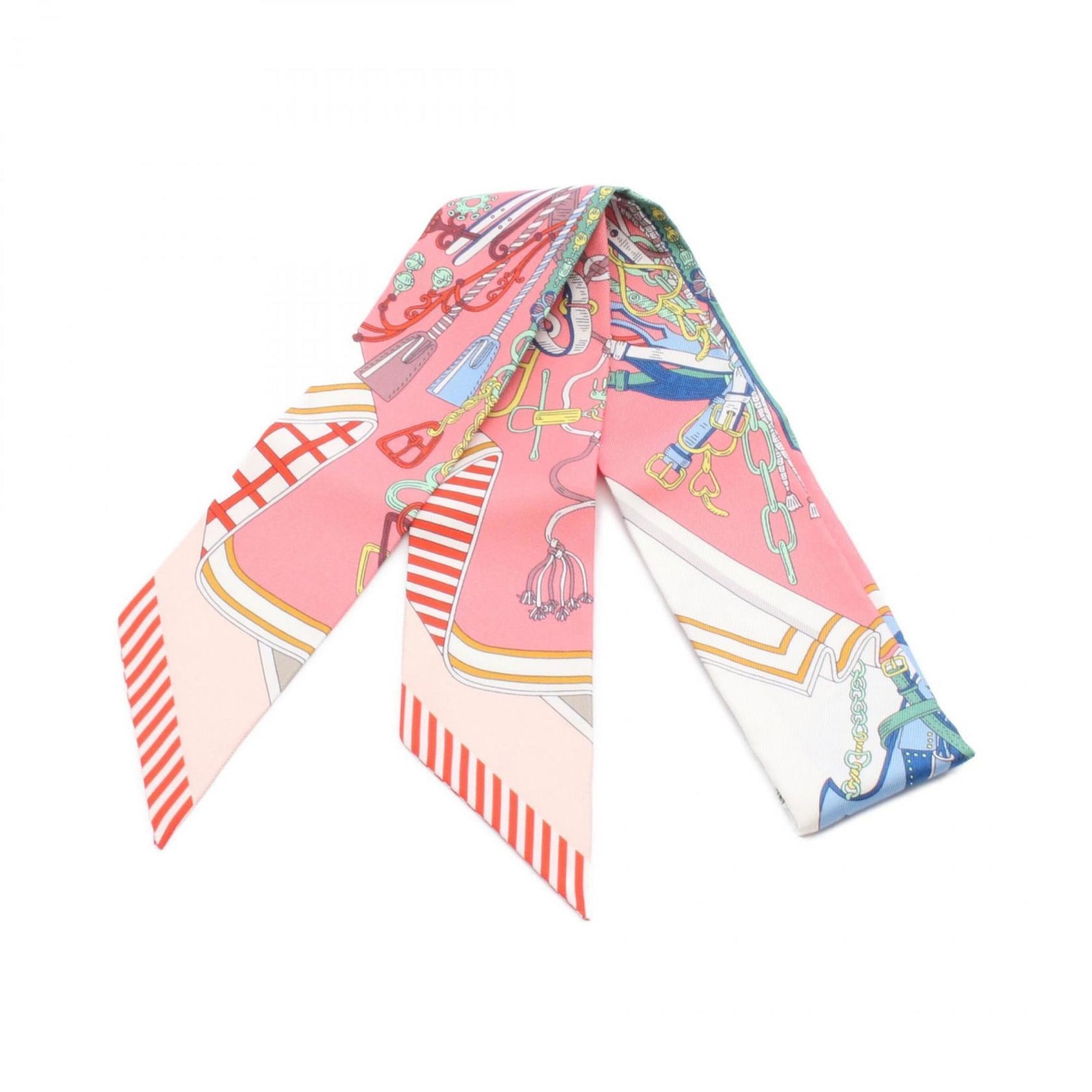 Hermes Hermès Twilly Bouquets Sellier Silk Scarf in Multicolored Pink