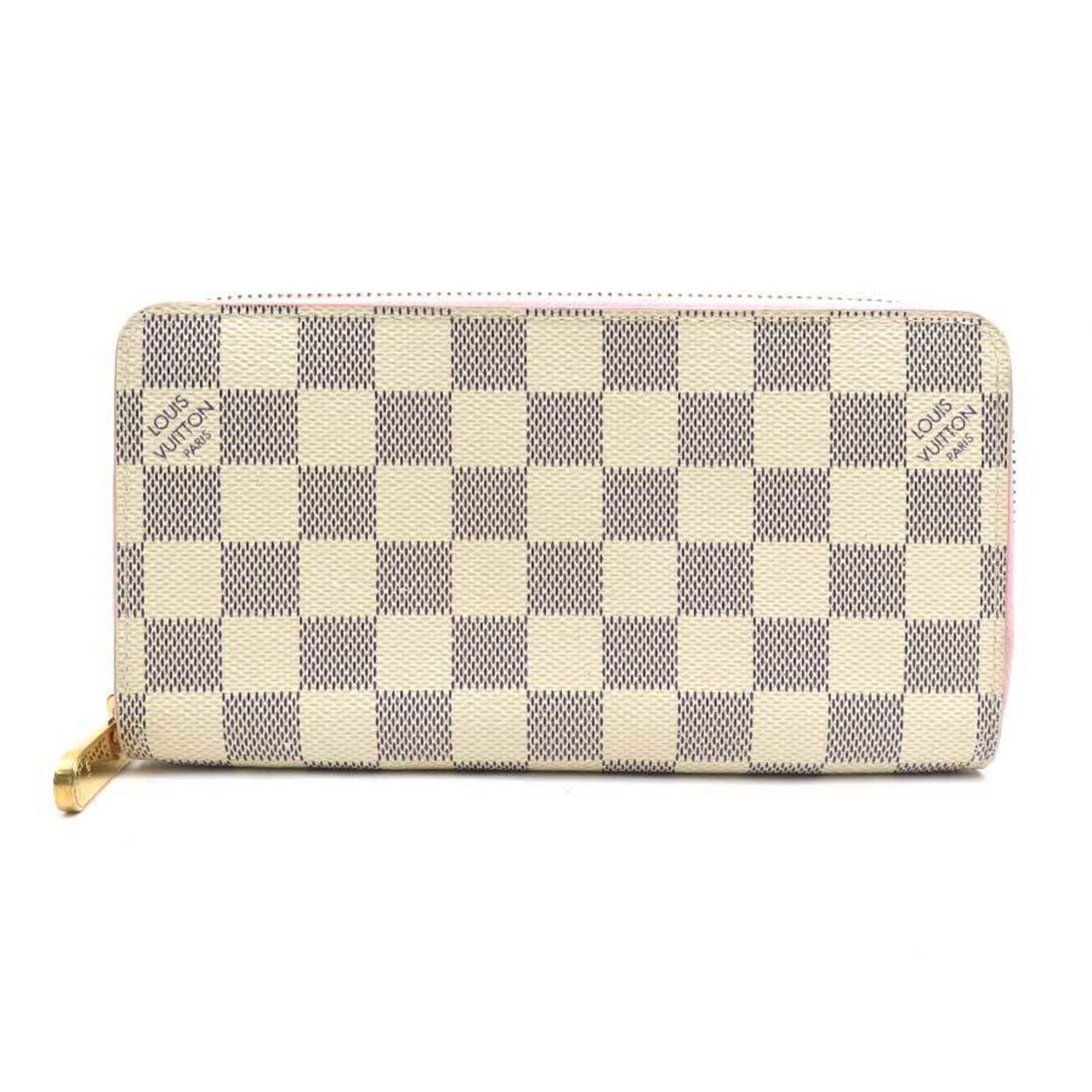 Louis Vuitton Round Long Wallet Damier Azur Zipper Canvas Azure Pink