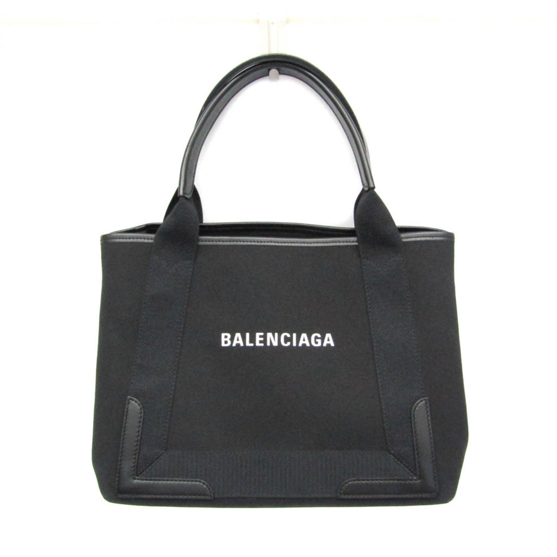 Balenciaga Navy Cabas S Men,Women Canvas,Leather Handbag,Tote Bag