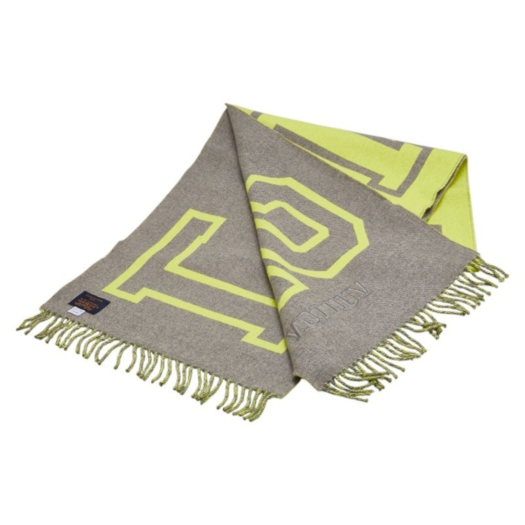 Louis Vuitton Echarpe City Fluo Scarf Yellow Gray Wool Cashmere LOUIS VUITTON
