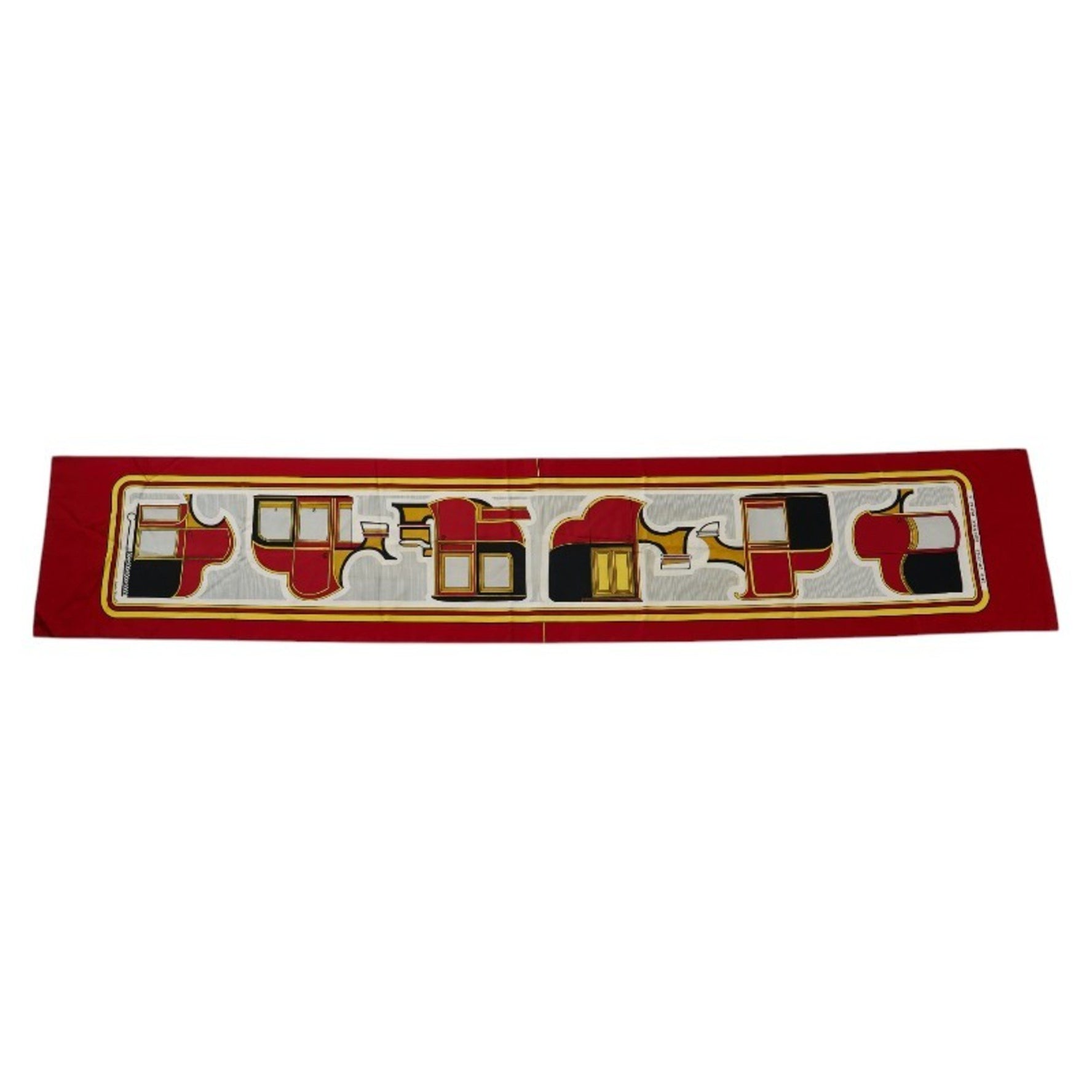 Hermes LES COUPES Carriage Scarf Muffler Red Multicolor
