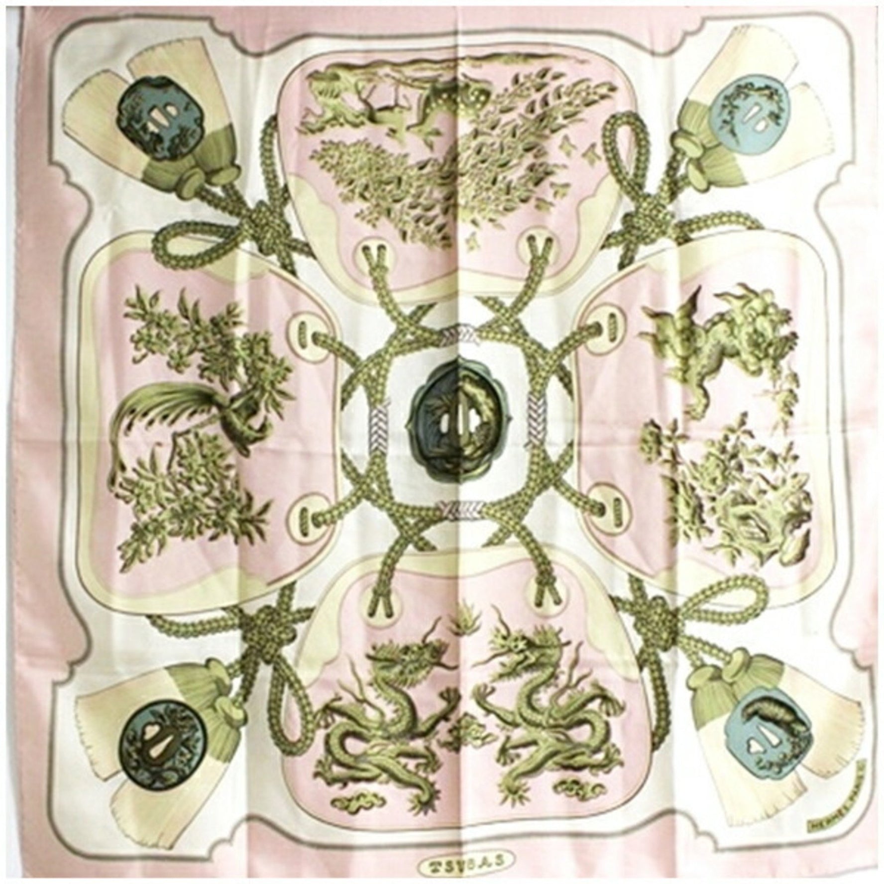 Hermès Scarf/Muffler Carré 90 TSUBAS (Sword-like Tsuba) HERMES