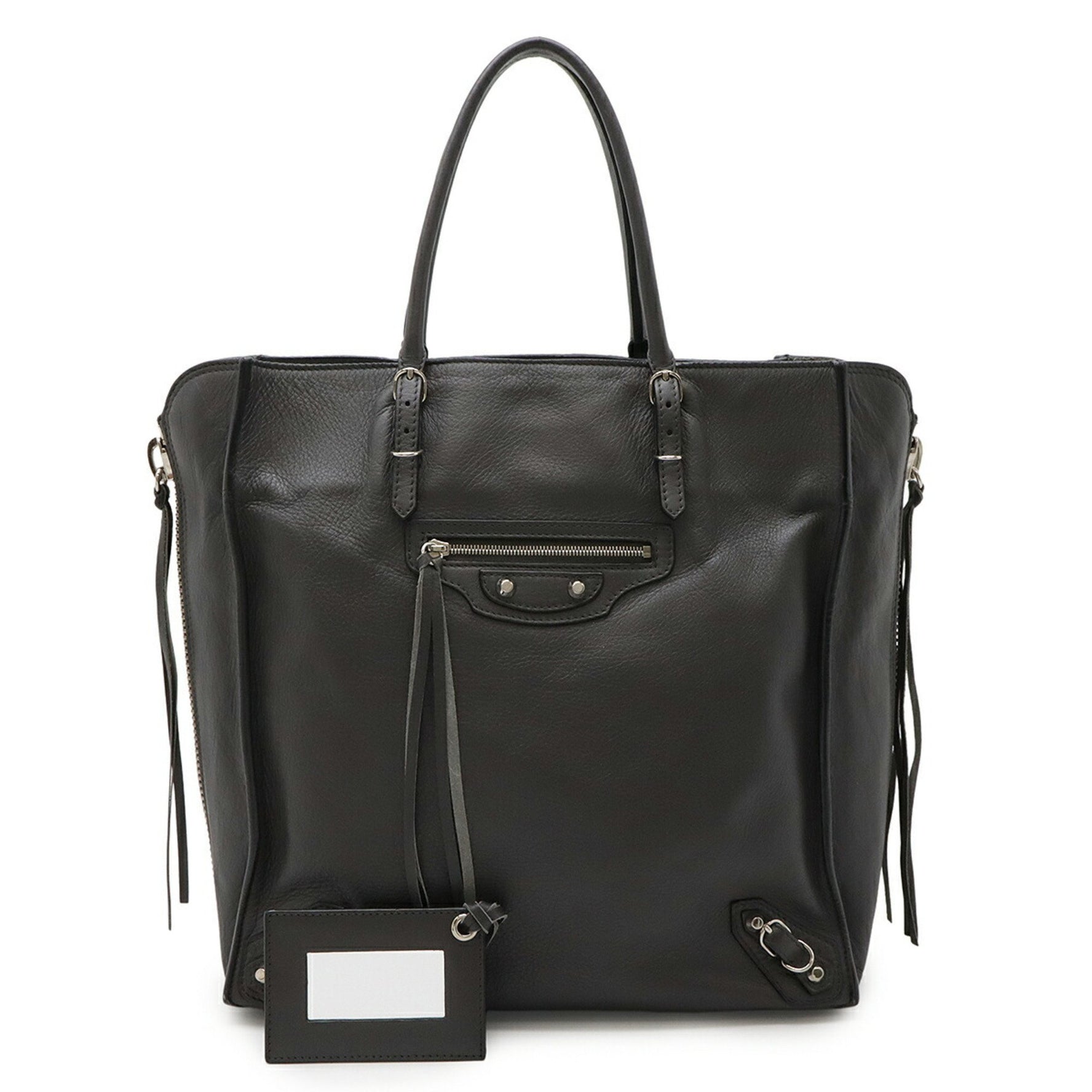 BALENCIAGA Paper Zip-Around Tote Bag, Leather