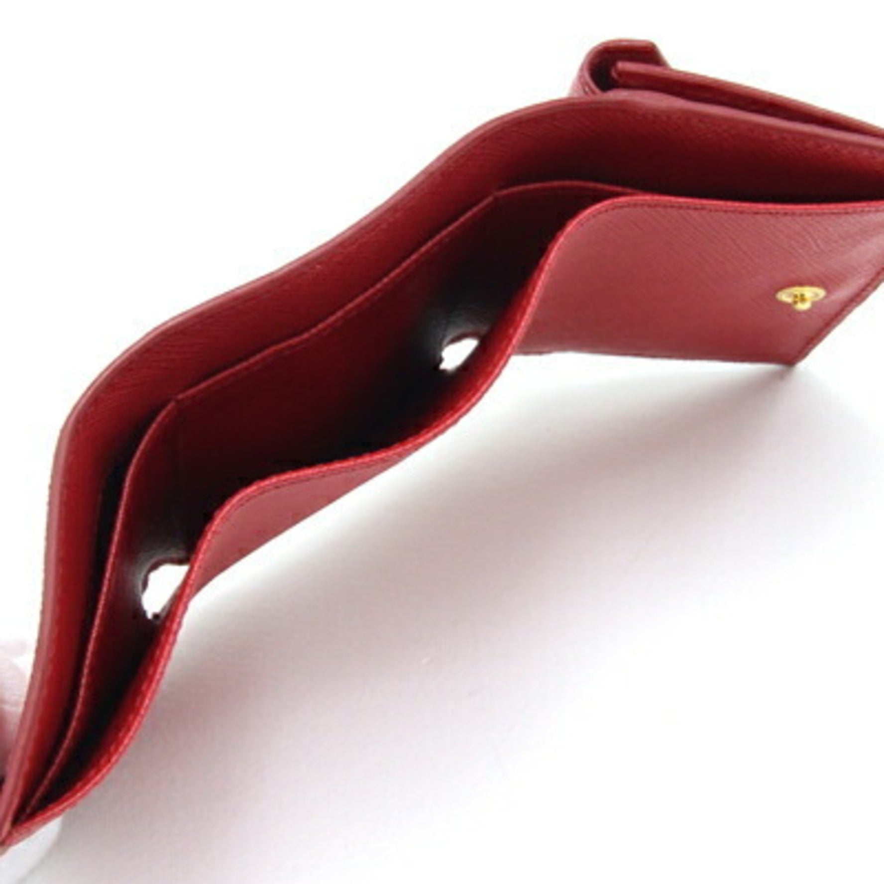 Prada Tri-fold Wallet Red Leather Compact