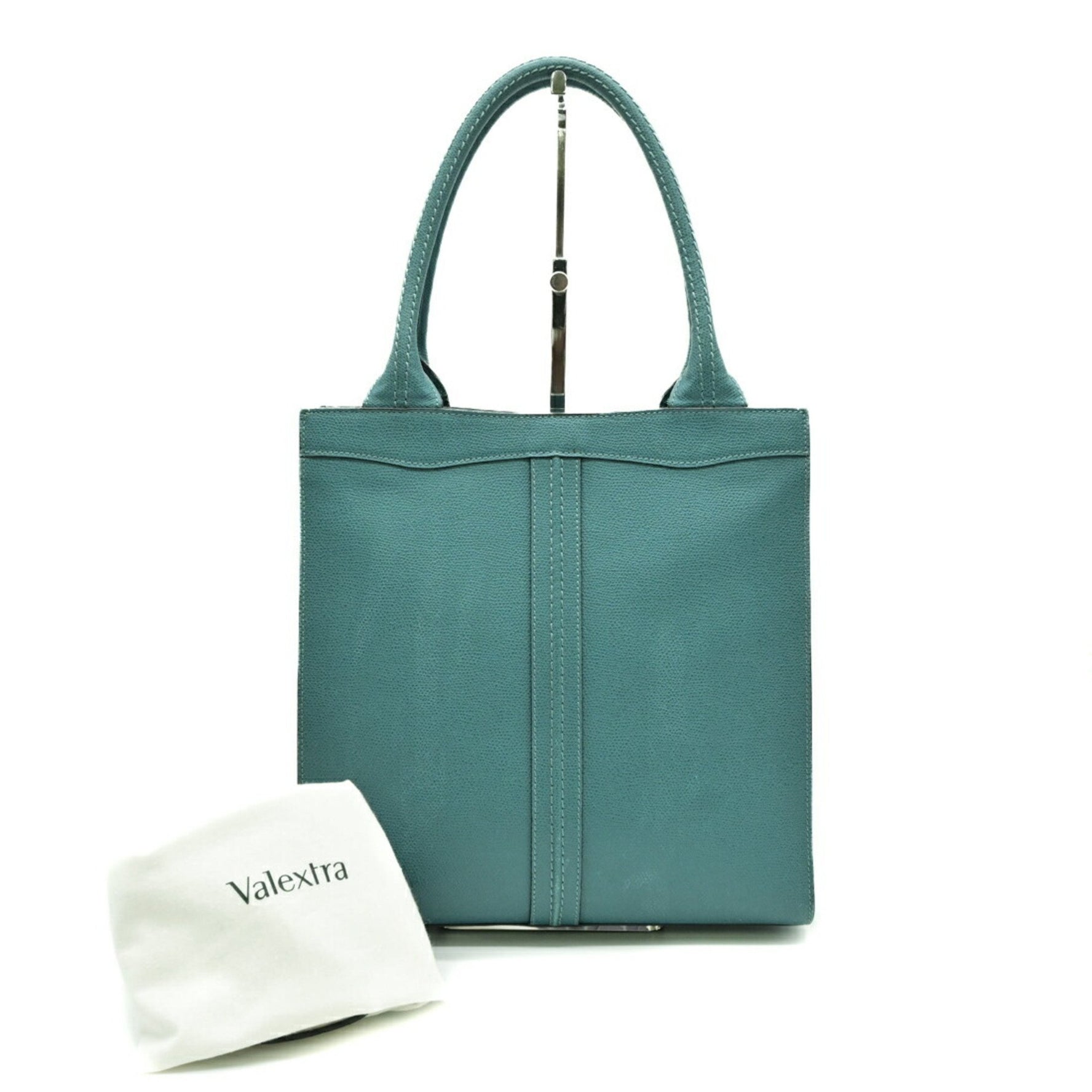 VALEXTRA Punch Small Tote Bag in Calf Leather, Blue