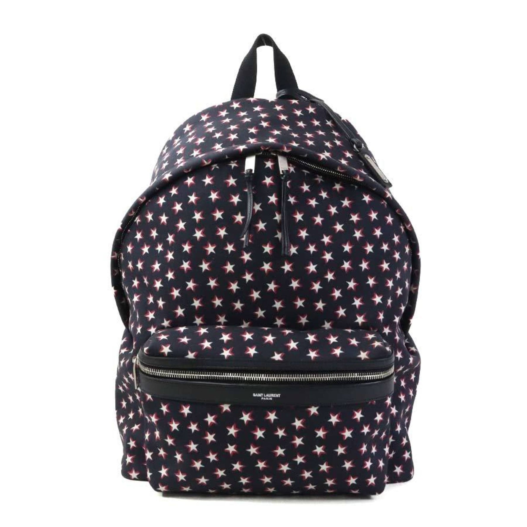 Saint Laurent canvas backpack in black, white, and red. Men's sizes