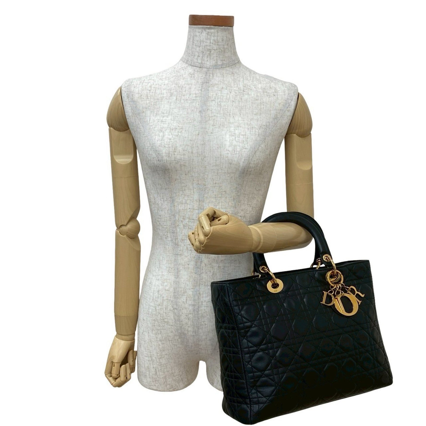 Christian Dior Lady Cannage Stitch Leather Handbag/Mini Tote Bag