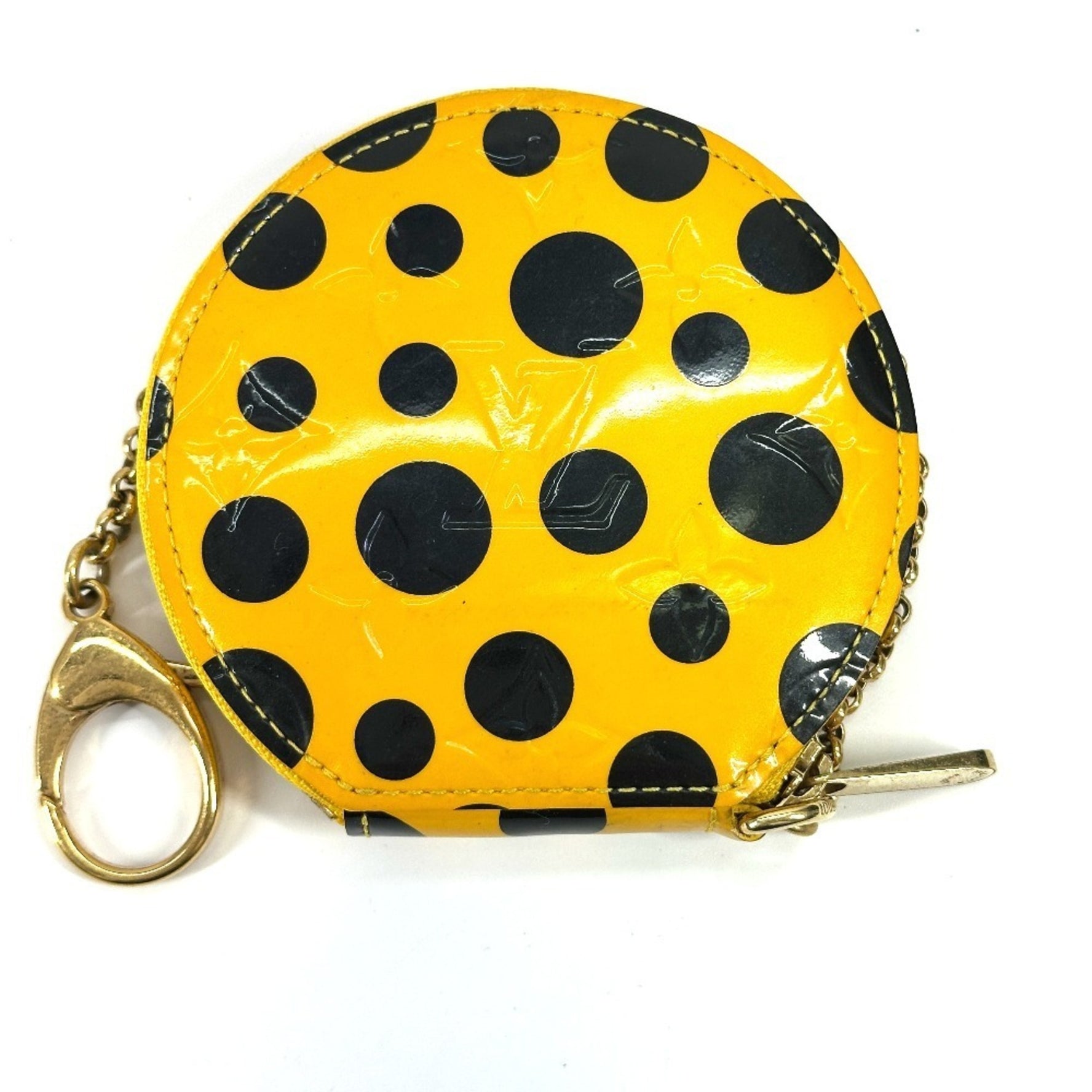 Louis Vuitton Vernis Yayoi Kusama Collaboration Porto Monnaie Chapeau Wallet Coin Purse Wallet/Coin Case Patent Leather Yellow