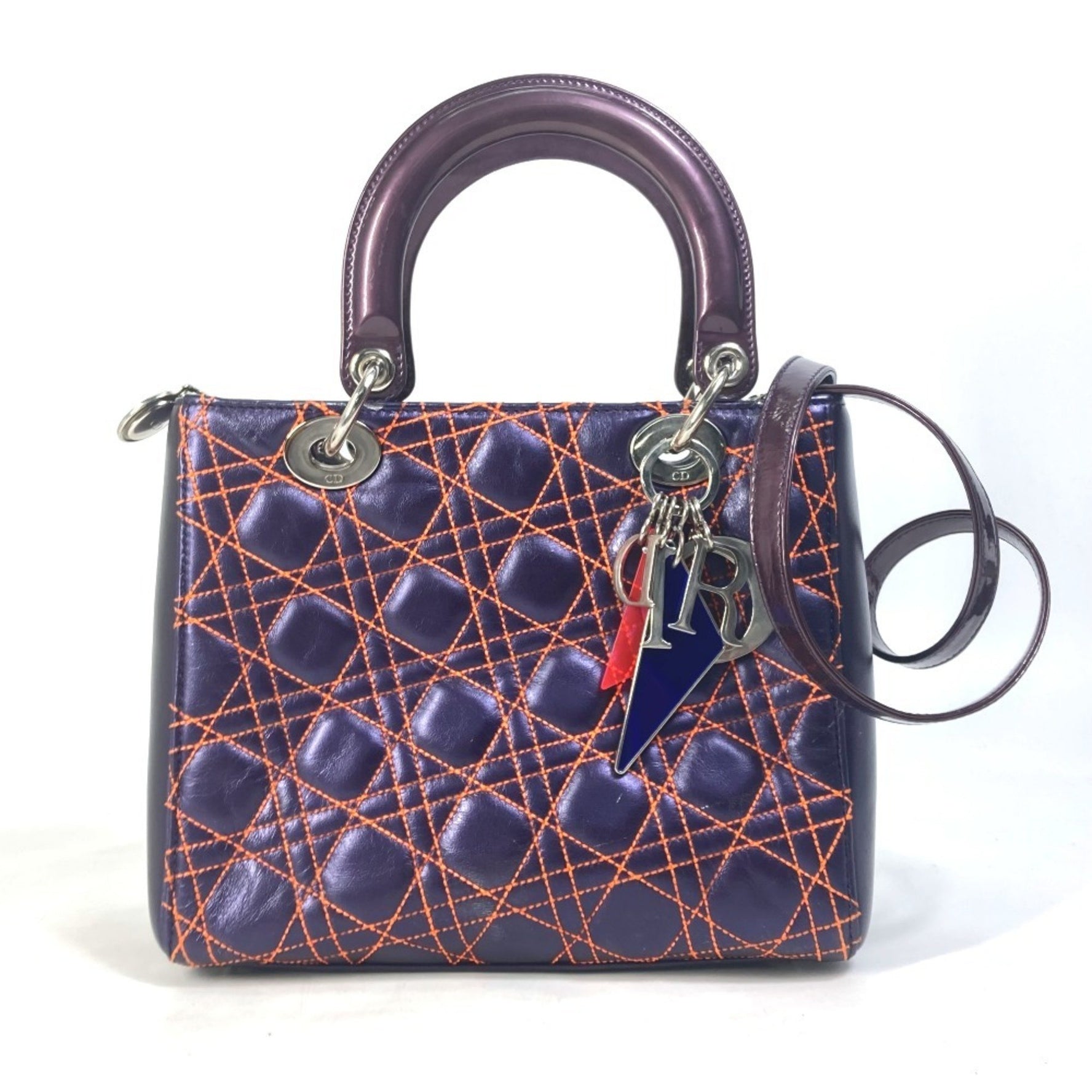 Christian Dior Dior Cannage Lady Quilted Shoulder Bag/Handbag in Purple Leather