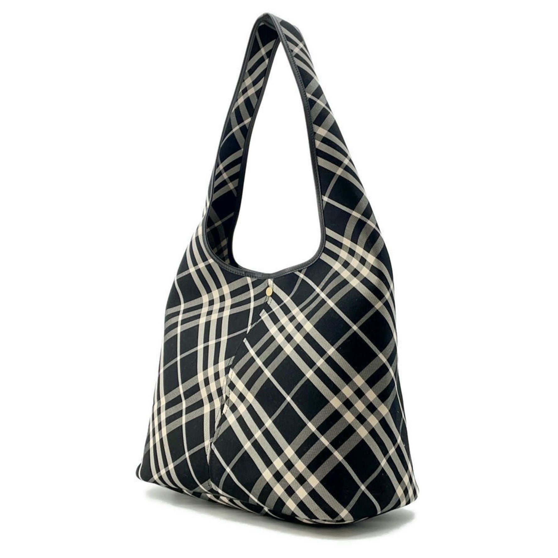 Burberry Tote Bag Check Shoulder Large Canvas Black
