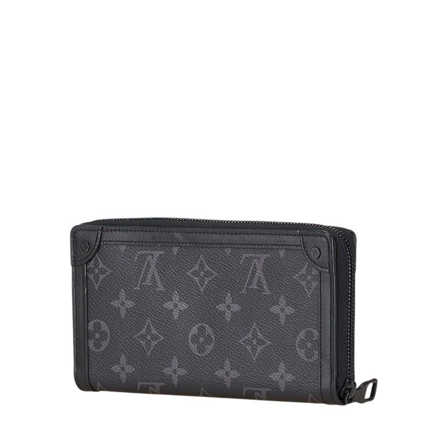 Louis Vuitton Mongram Eclipse Trunk Zippy Wallet Round Long PVC Leather