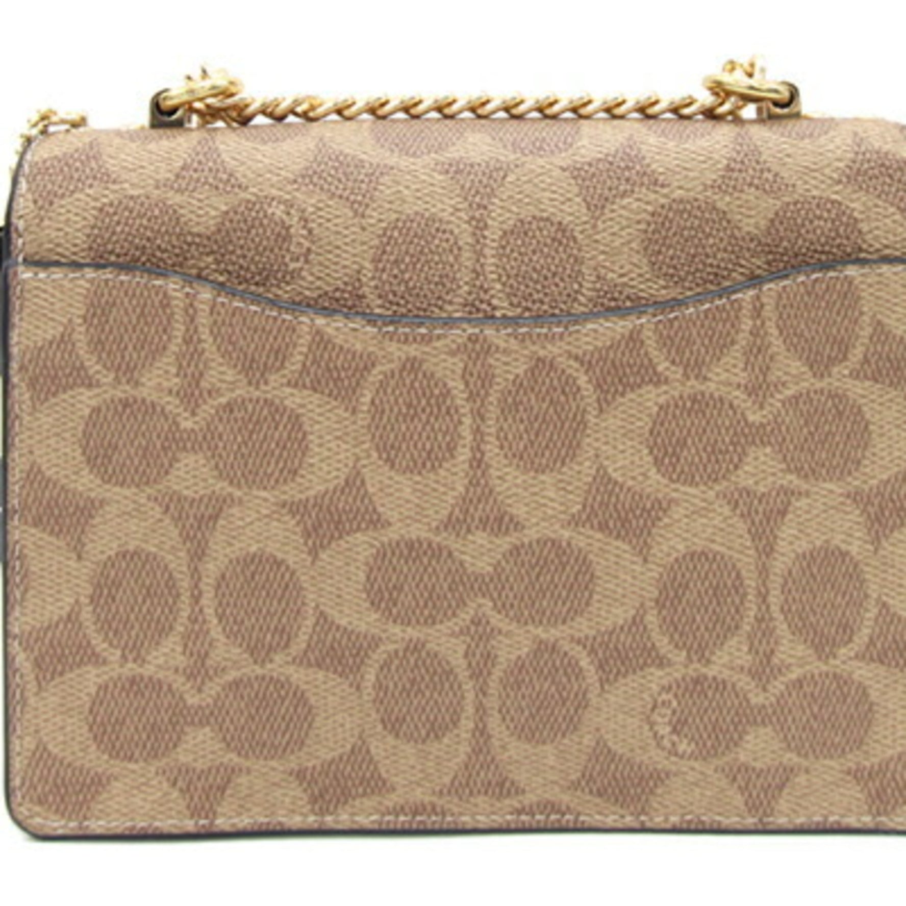 Coach Shoulder Bag Signature Mini Crossbody Beige Black PVC Leather Chain