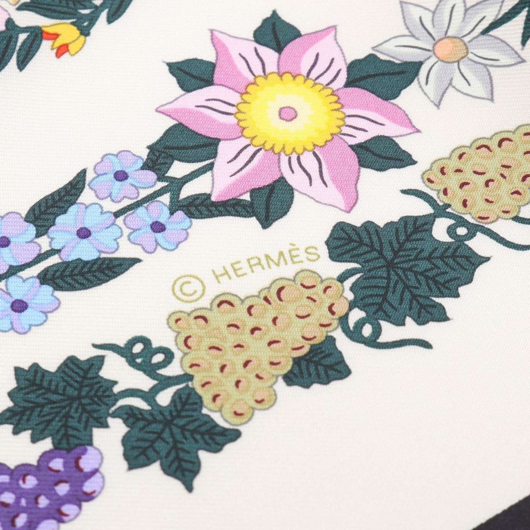 Hermès HERMES Carré 90 BRIDES de GALA en Fleurs Silk Scarf Black, Ivory, Multicolor