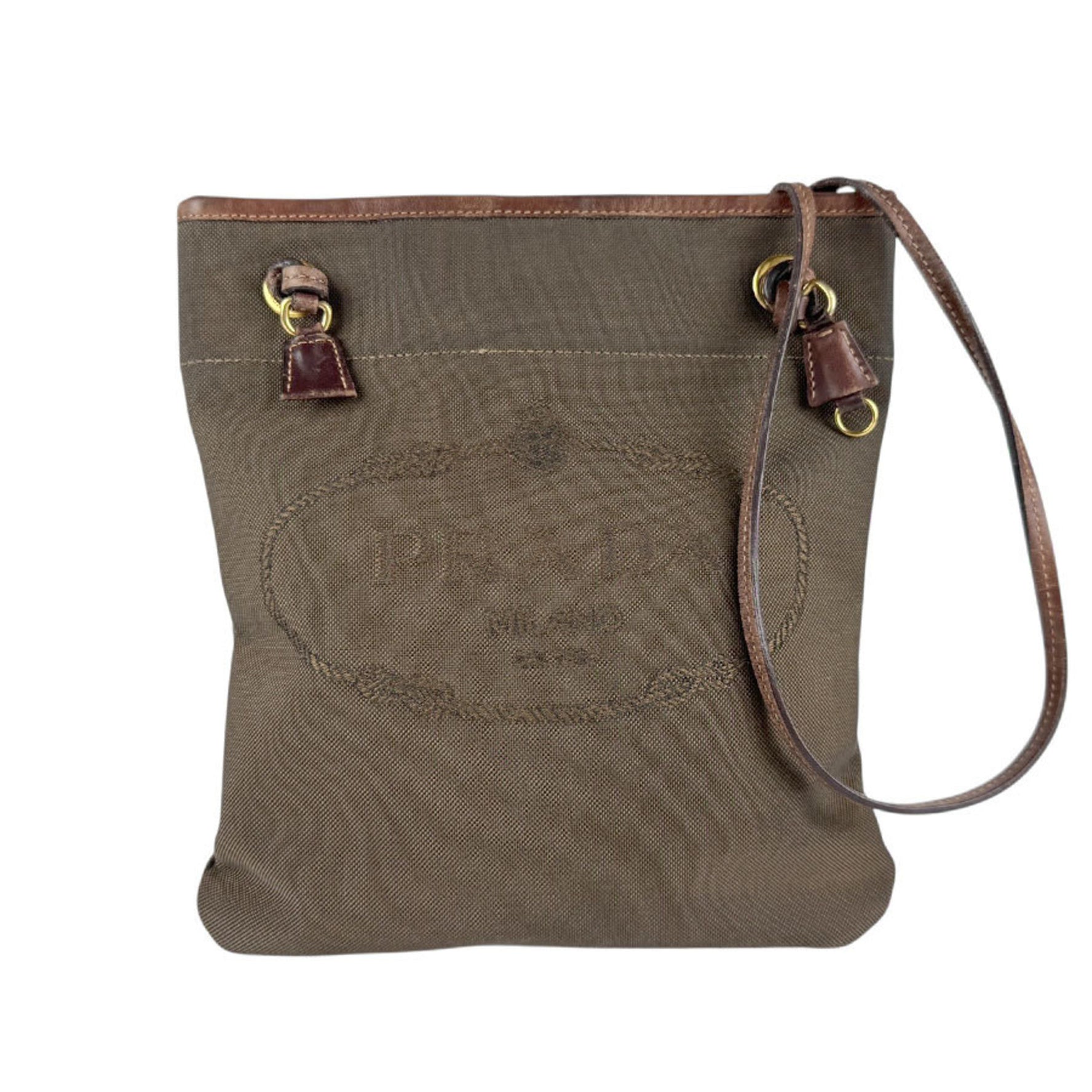 Prada Shoulder Bag, Jacquard Canvas and Leather