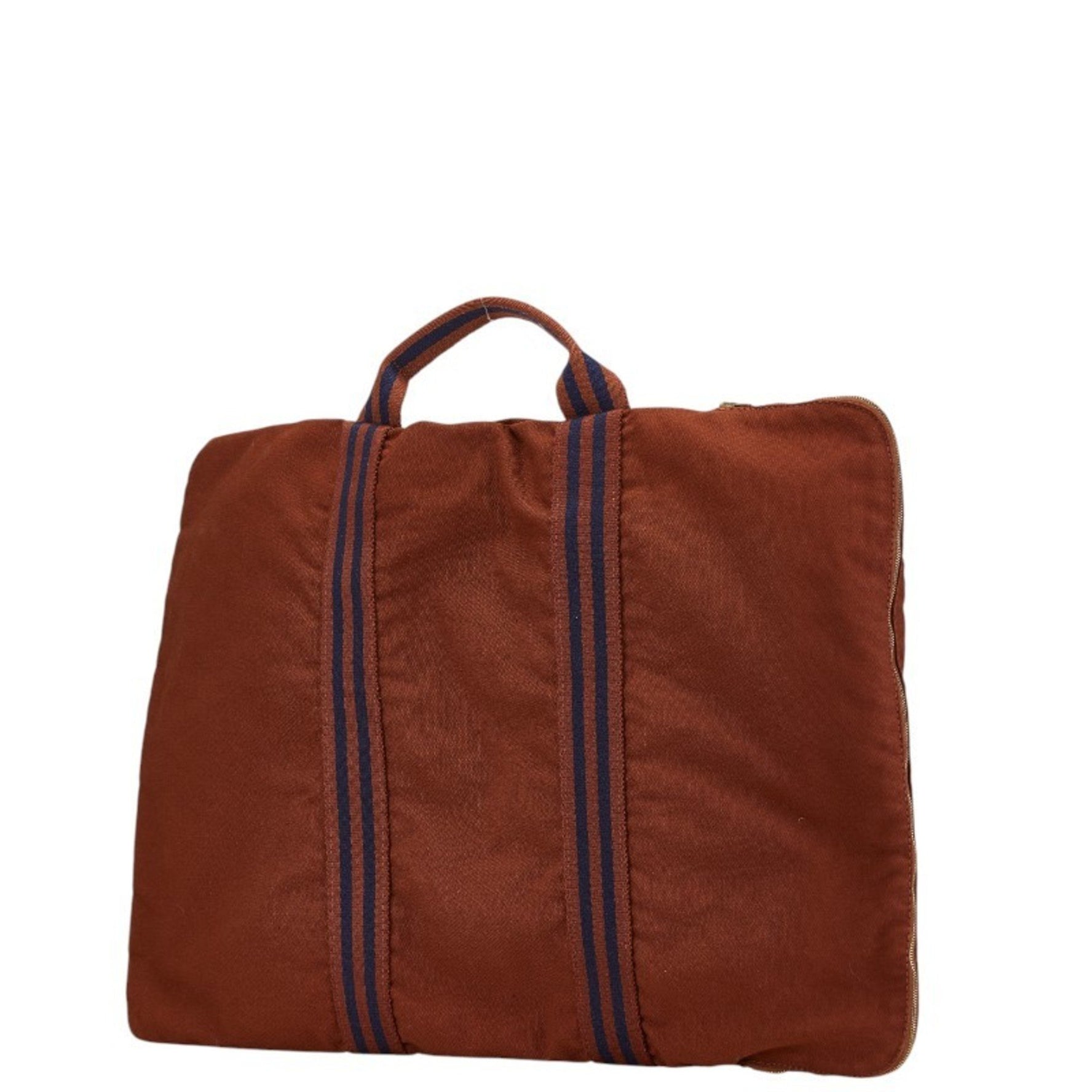 Hermes Foultou Porto-Document Bag Document Case Brown Navy Canvas