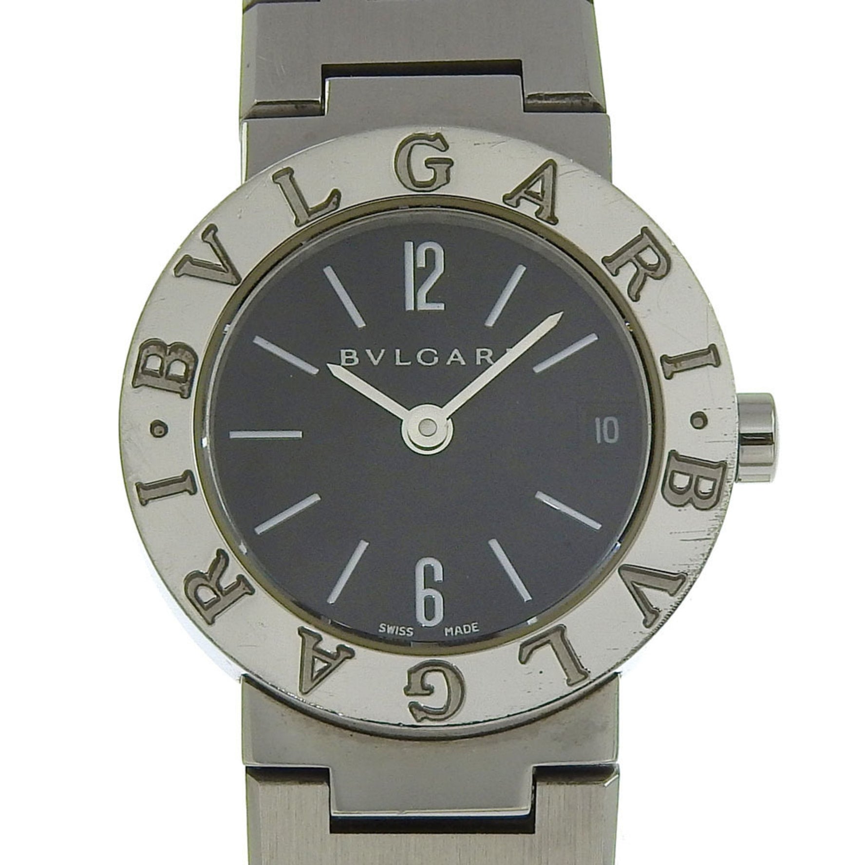BVLGARI Watch, Stainless Steel, Quartz Movement, Analog Display, Black Dial