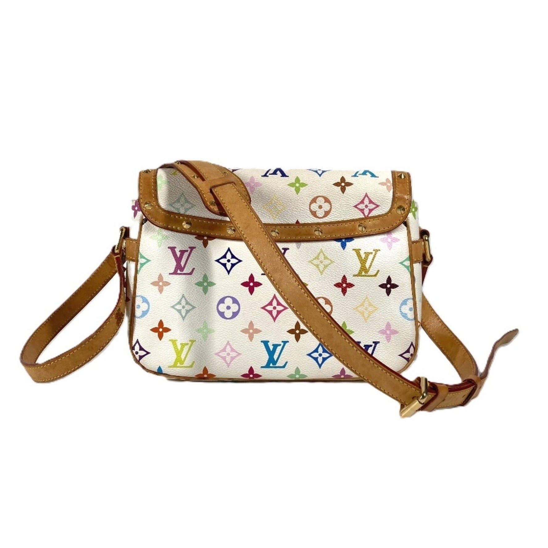 Louis Vuitton Monogram Multicolor Sologne Bag Shoulder Flap Canvas Blanc White
