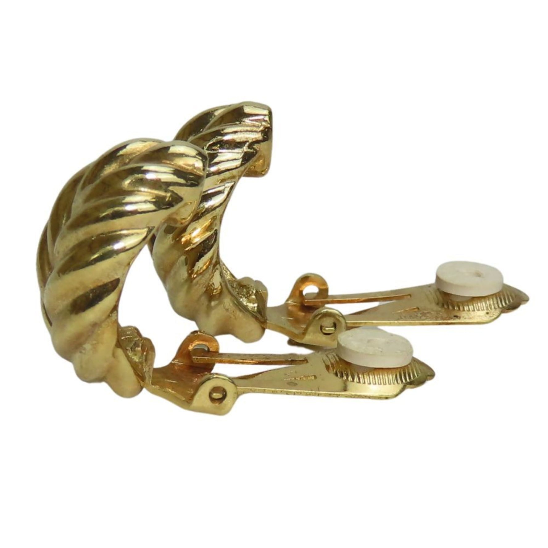 Christian Dior Earrings Metal Leaf Motif Plated