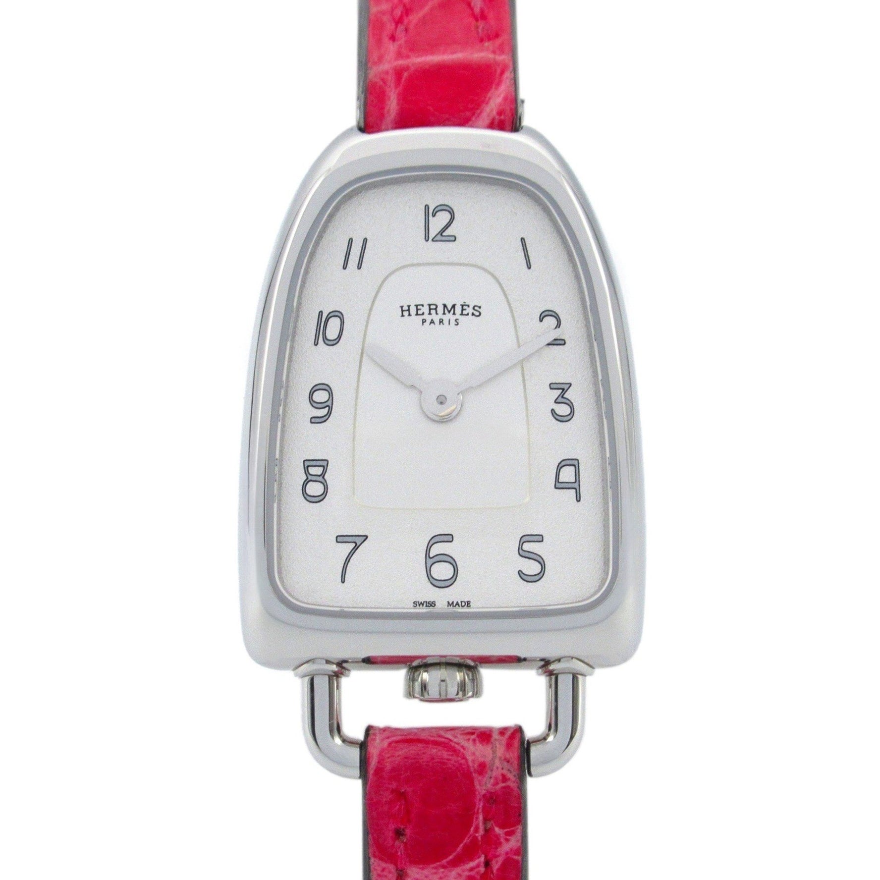 Hermes Gallop Watch Stainless Steel Leather Silver