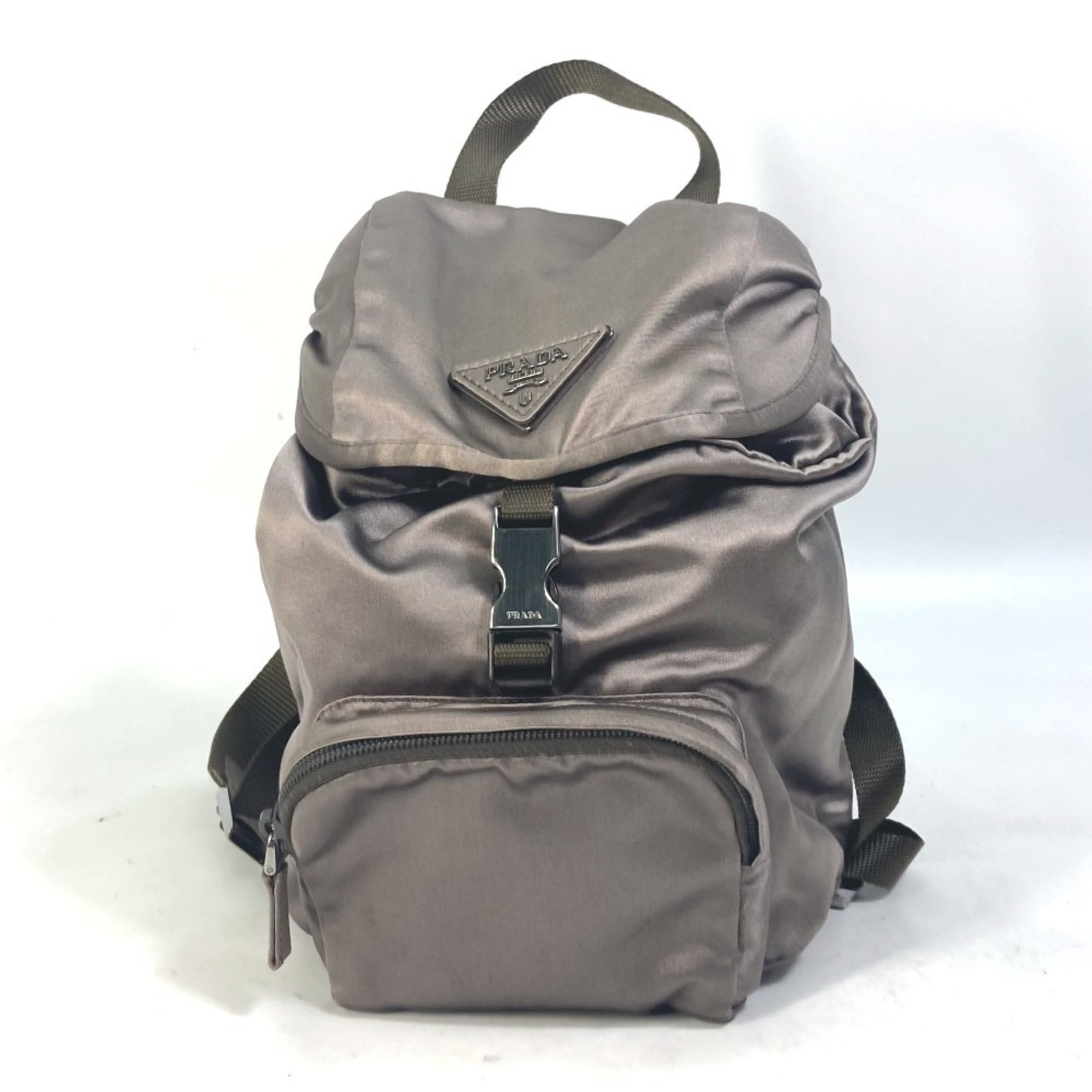 PRADA logo plate triangle backpack, satin