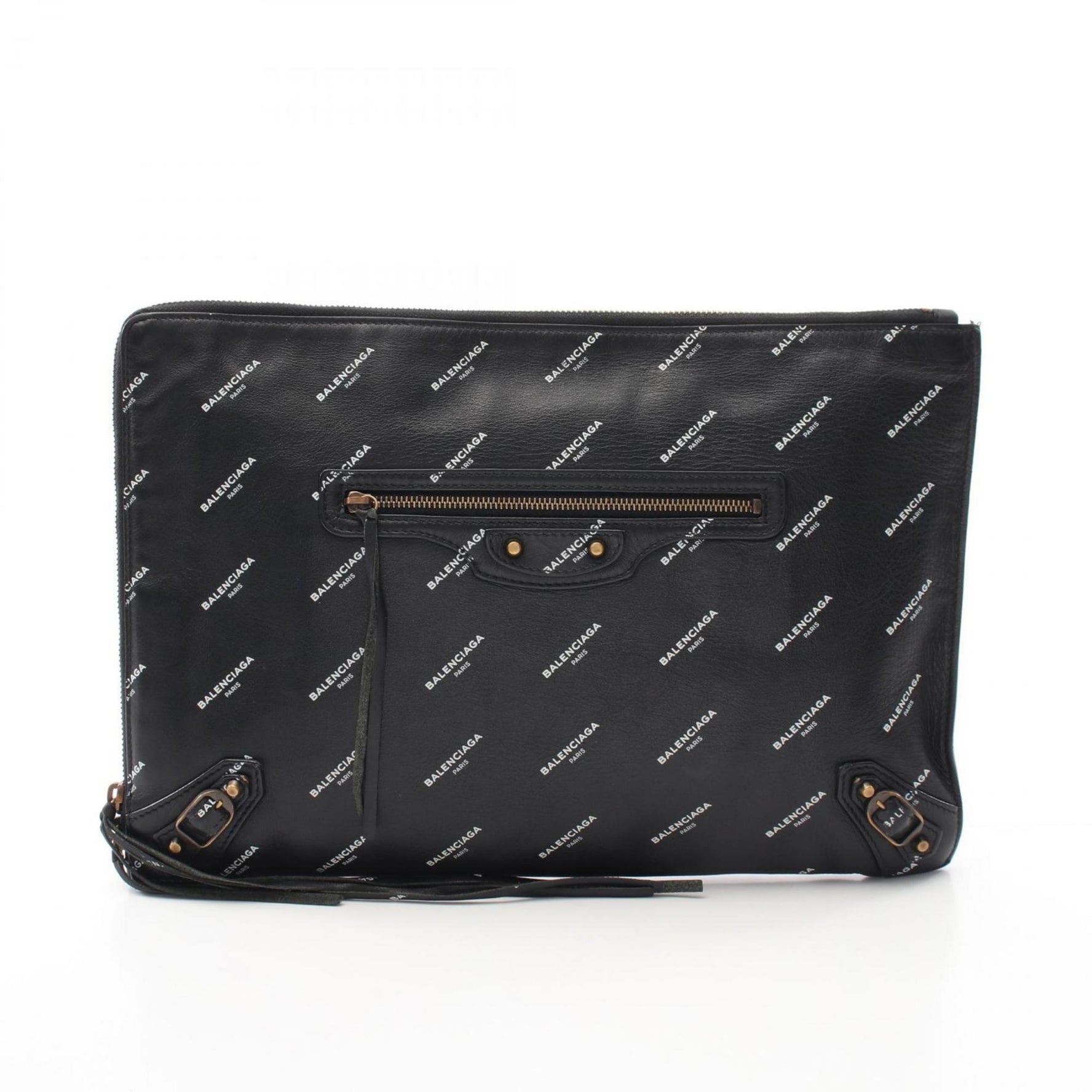 Balenciaga Logo Print Classic Pouch/Clutch Bag, Leather, Men's/Women's