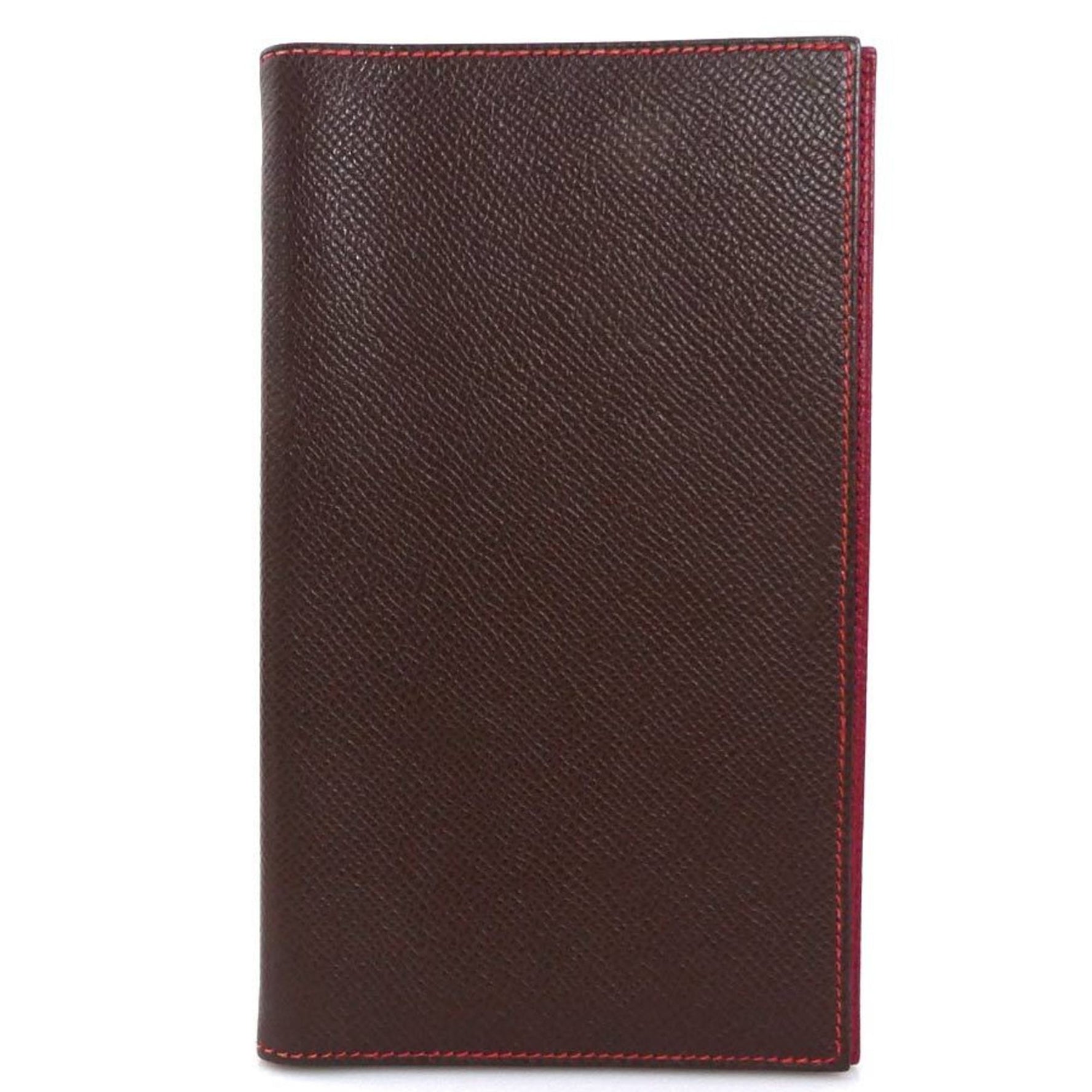 Hermes Notebook Cover Leather Brown Red Men's