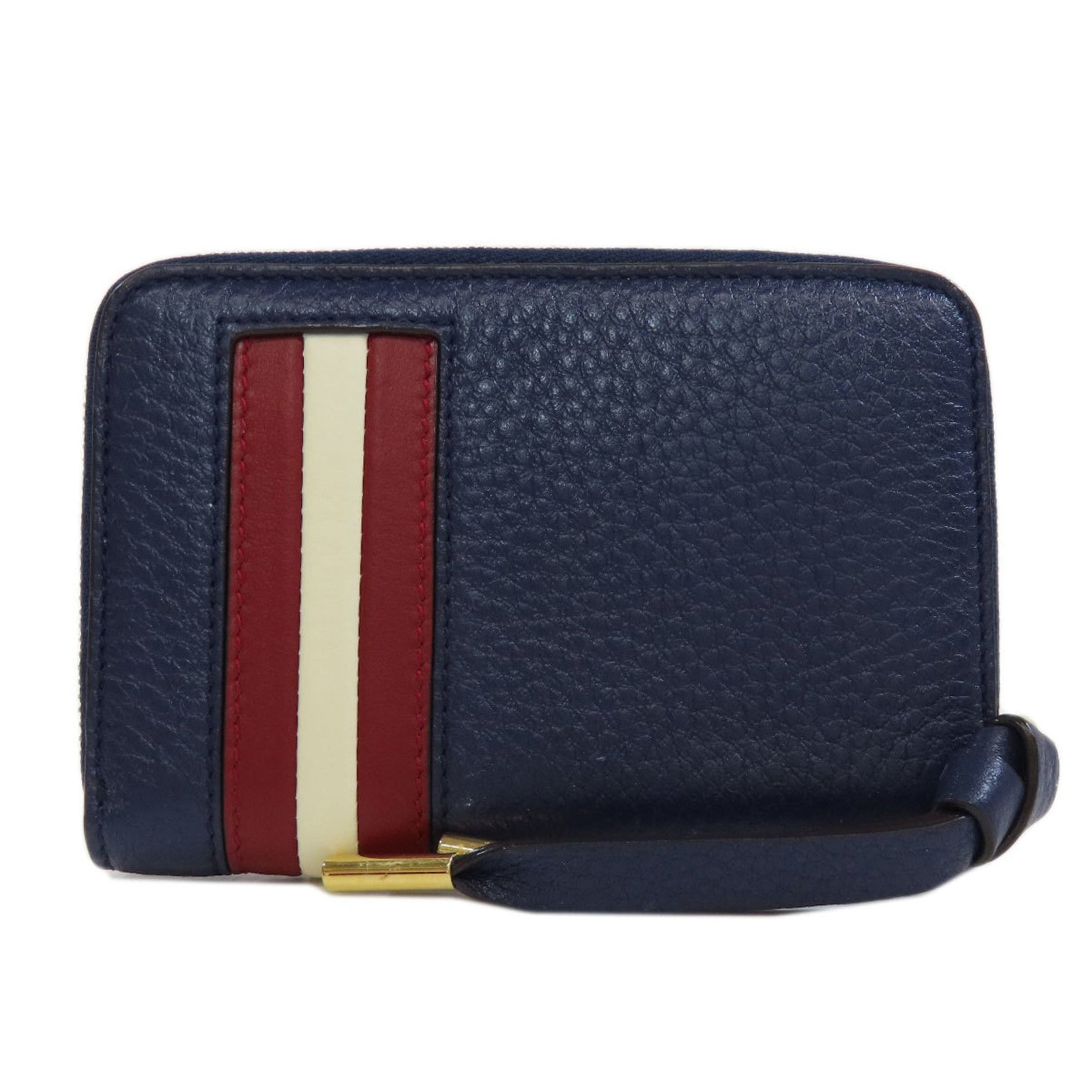 BALLY Stripe Wallet/Coin Case Leather