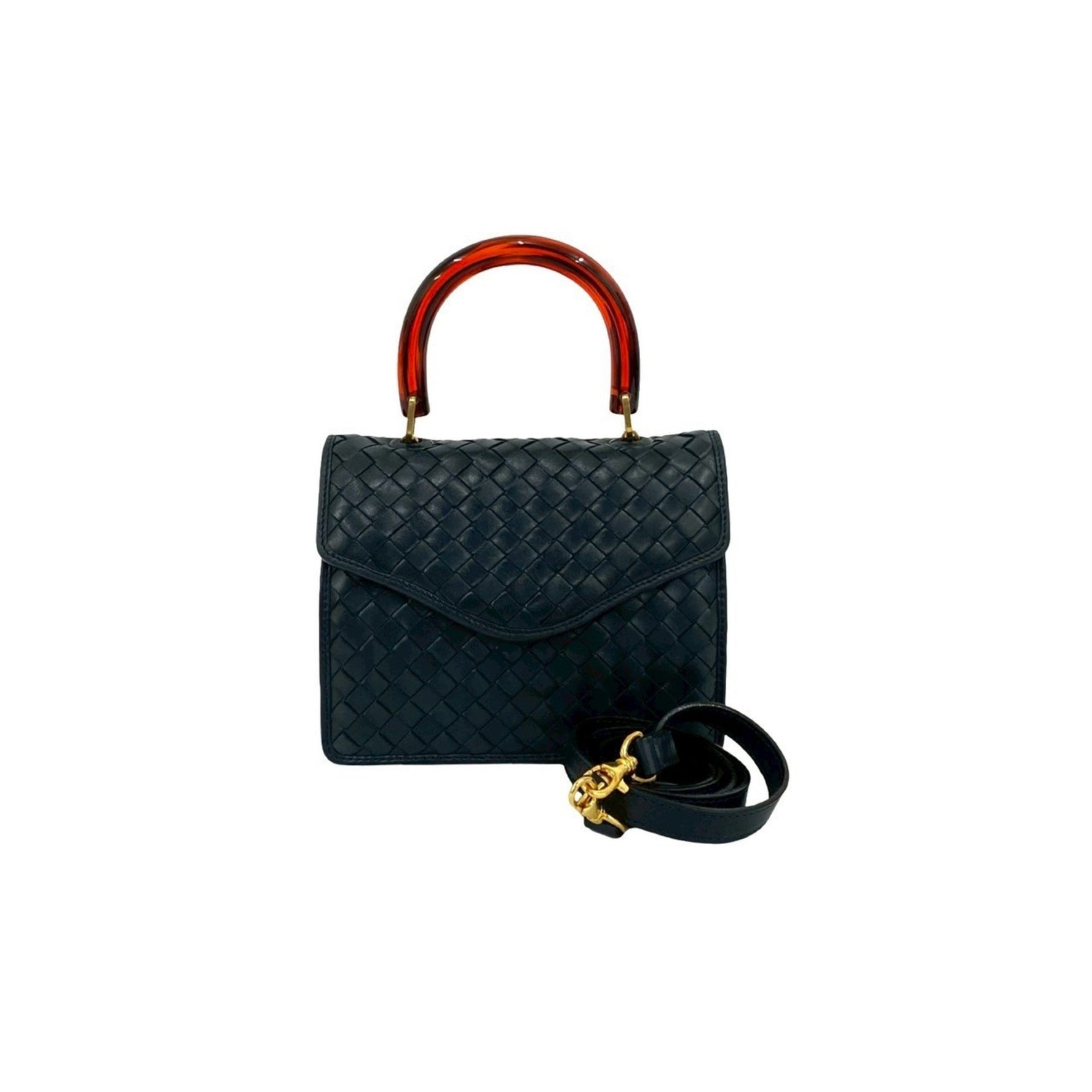 BOTTEGA VENETA Intrecciato Leather and Plastic Handbag/Shoulder Bag