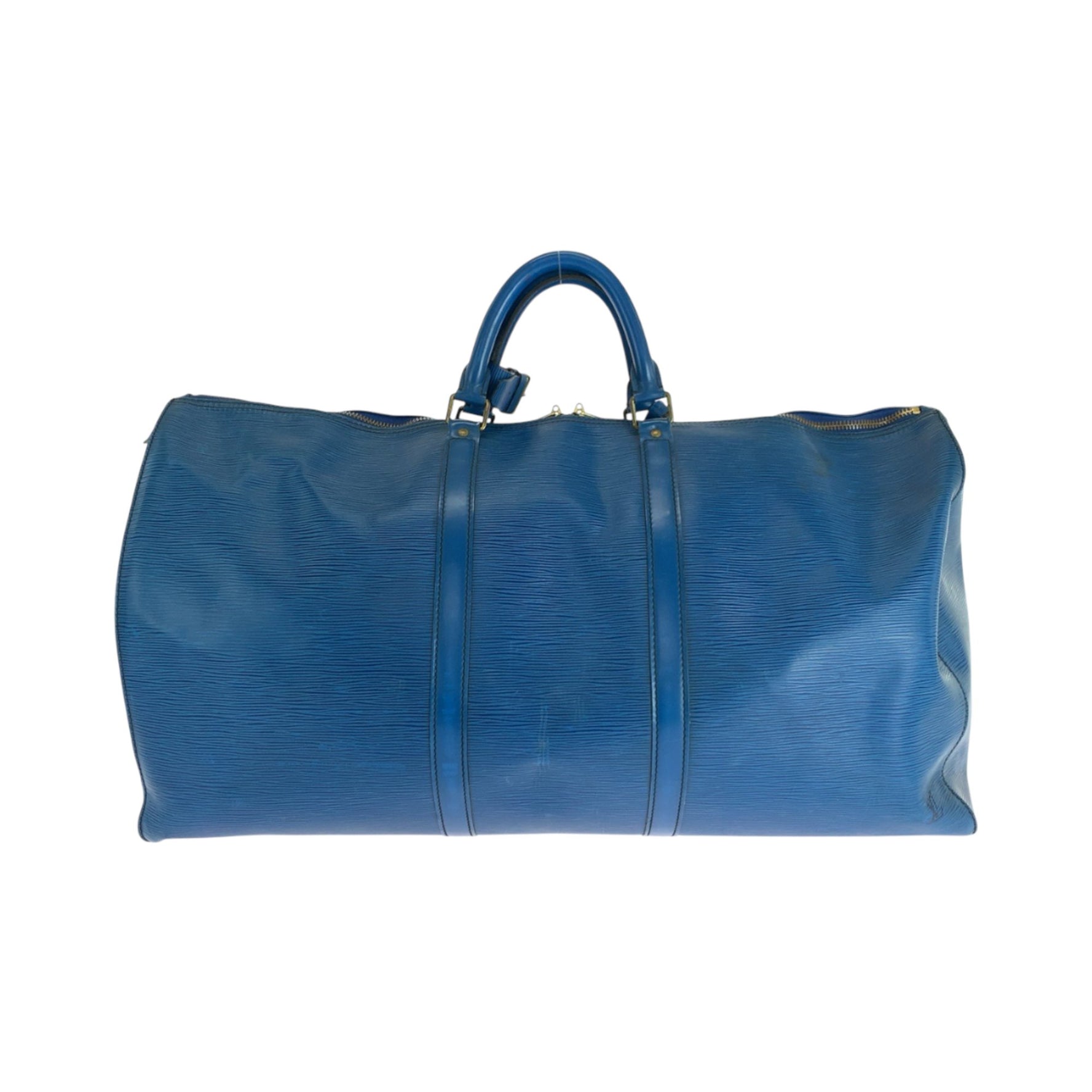 Louis Vuitton Epi Keepall 60 Toledo Blue Gold Hardware Leather Boston Bag Handbag