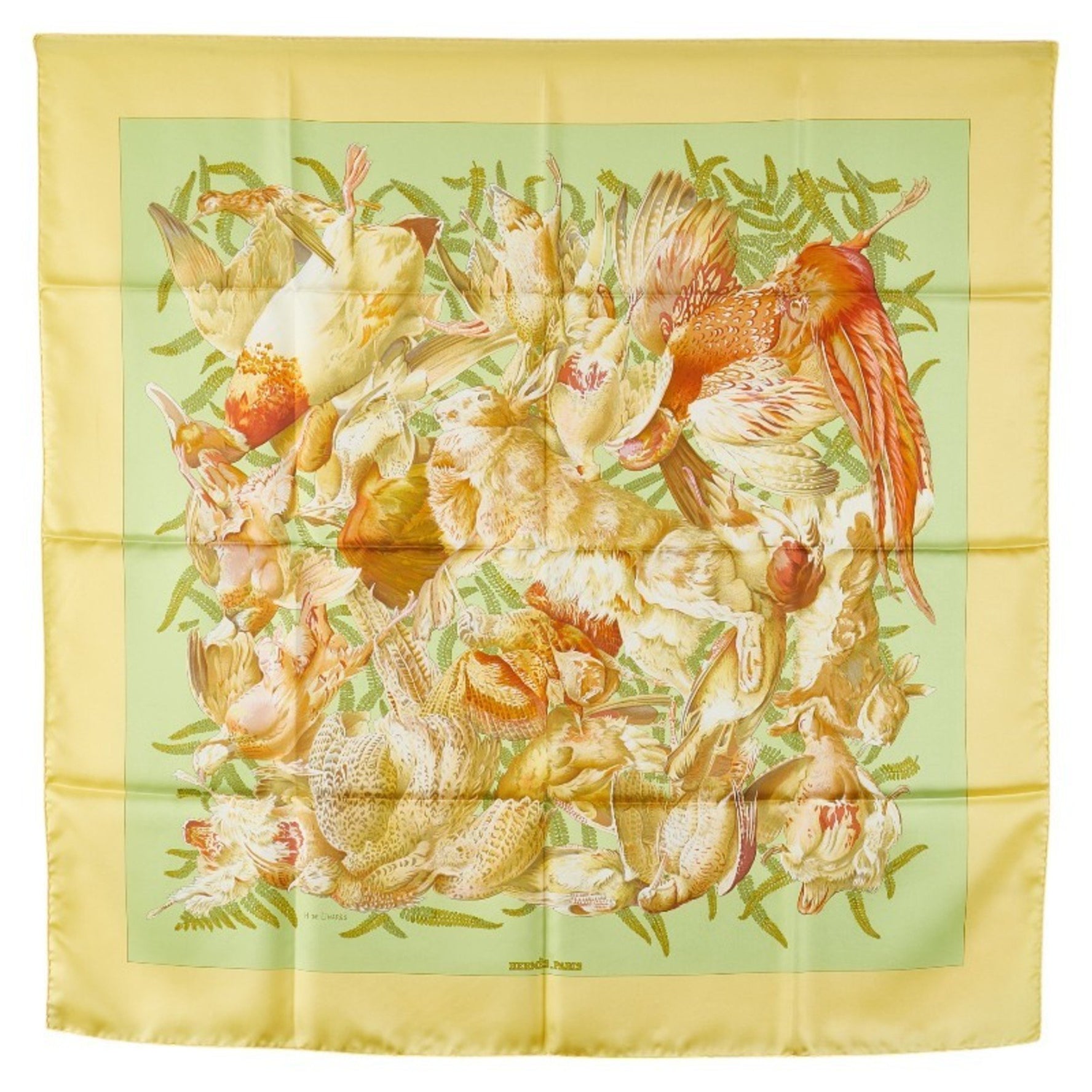Hermes Carre 90 H de LINARES Linares Scarf Muffler Yellow Multicolor Silk
