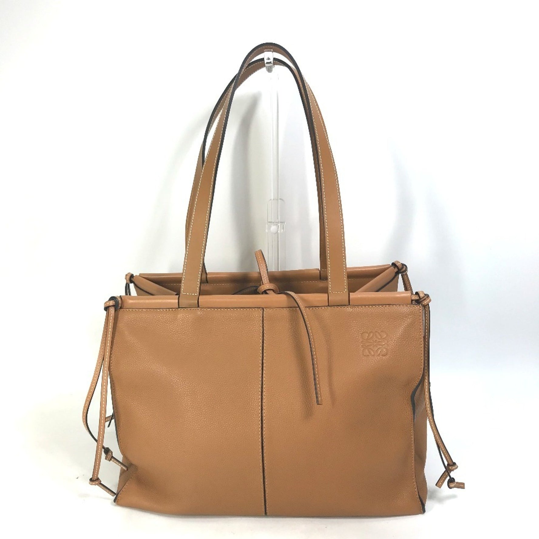 LOEWE Shoulder Bag, Strap, Cushion Tote, Medium, Anagram Tote Leather, Camel, Brown