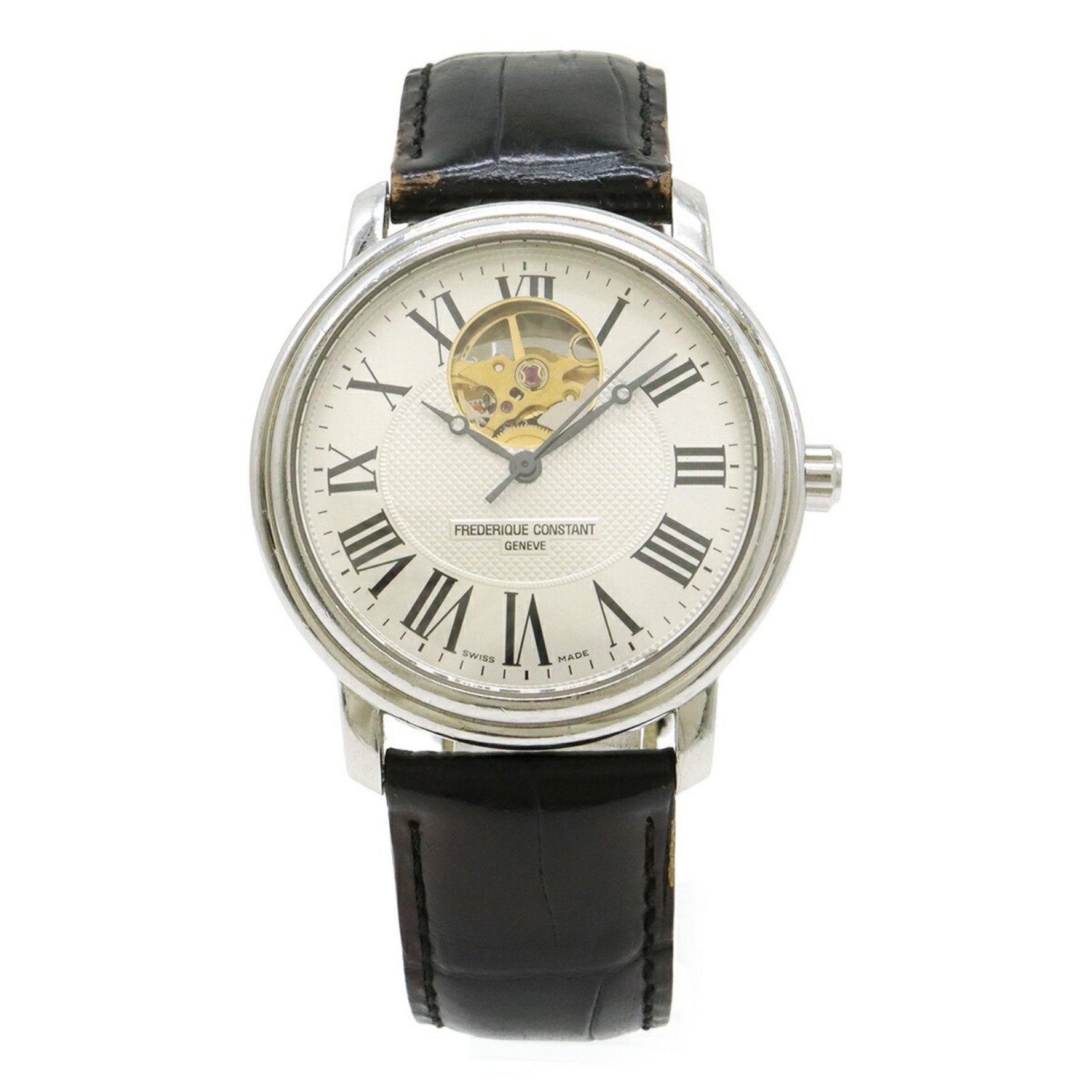 Frederique Constant Classic Heart Beat Watch with See-Through Back, Silver Dial, and Automatic Movement