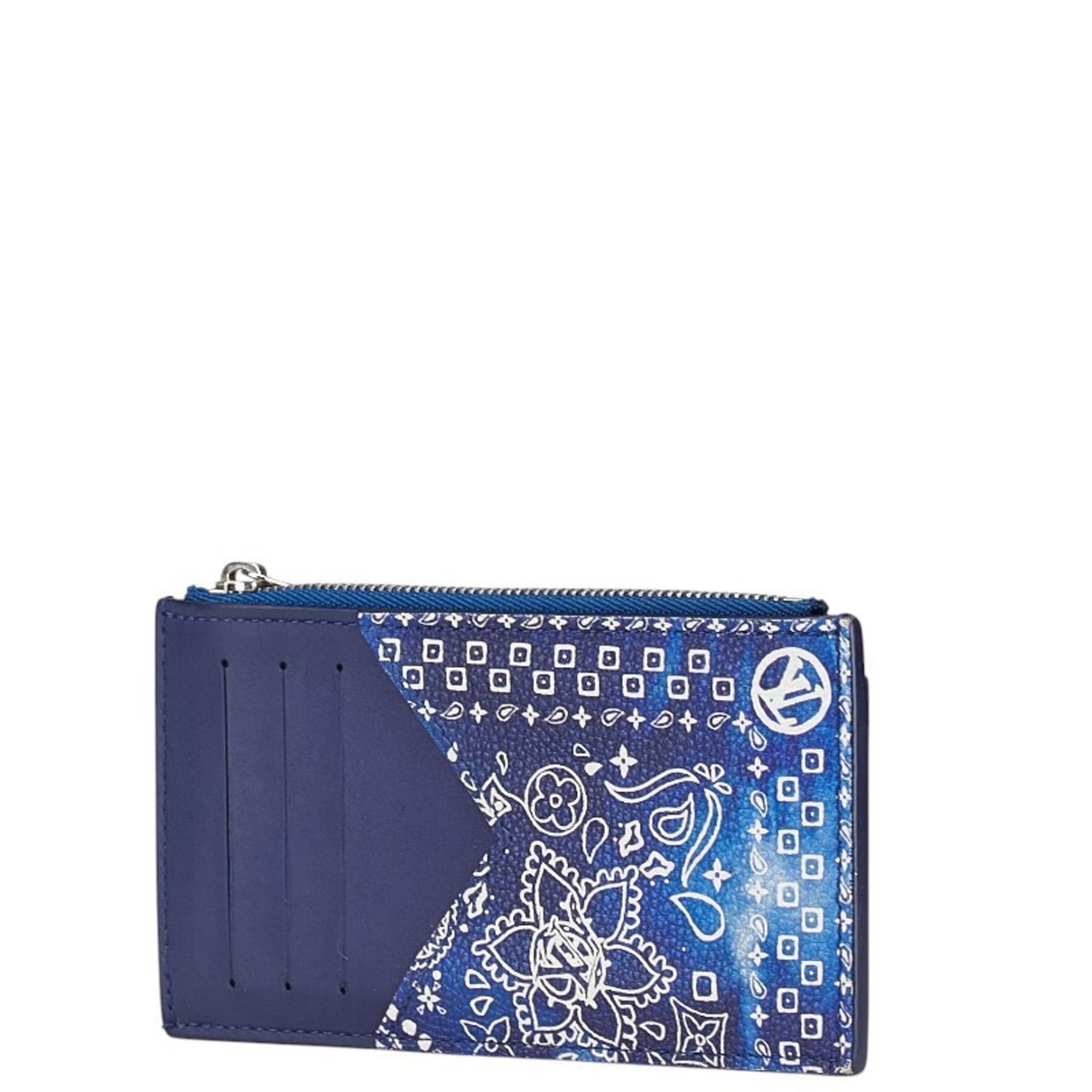 Louis Vuitton Monogram Bandana Coin Card Holder Case Blue White PVC Leather