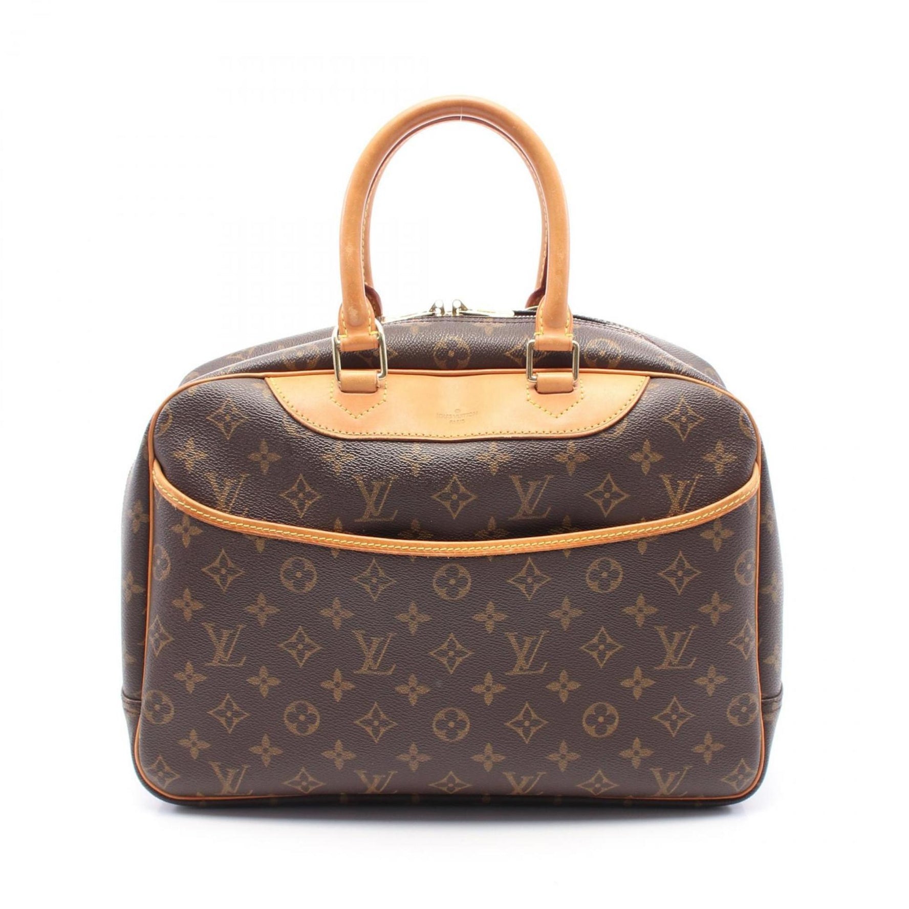 Louis Vuitton Deauville Bowling Vanity Monogram Handbag Coated Canvas Leather
