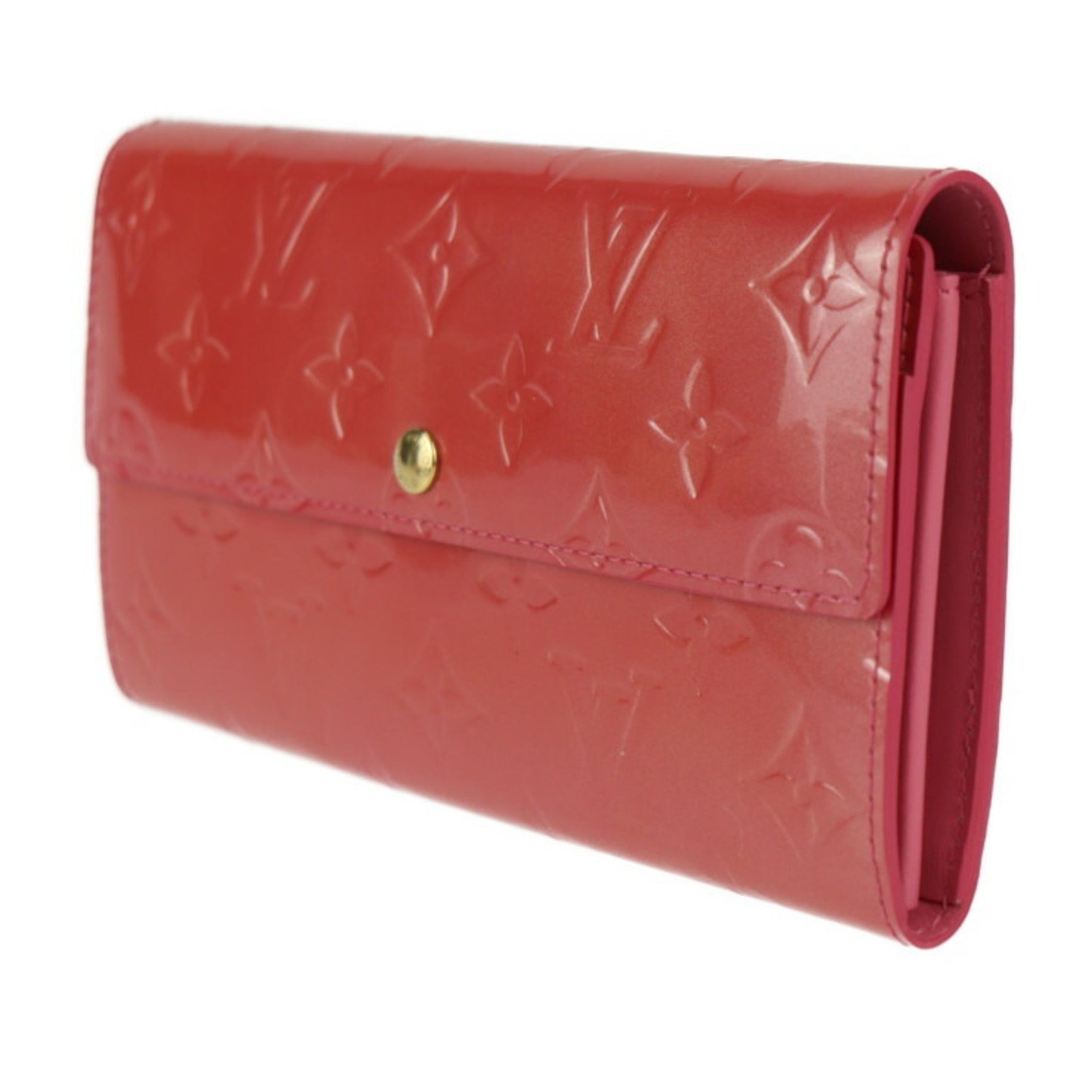 Louis Vuitton Portefeuille Sarah Long Wallet Monogram Vernis Raspberry Flap