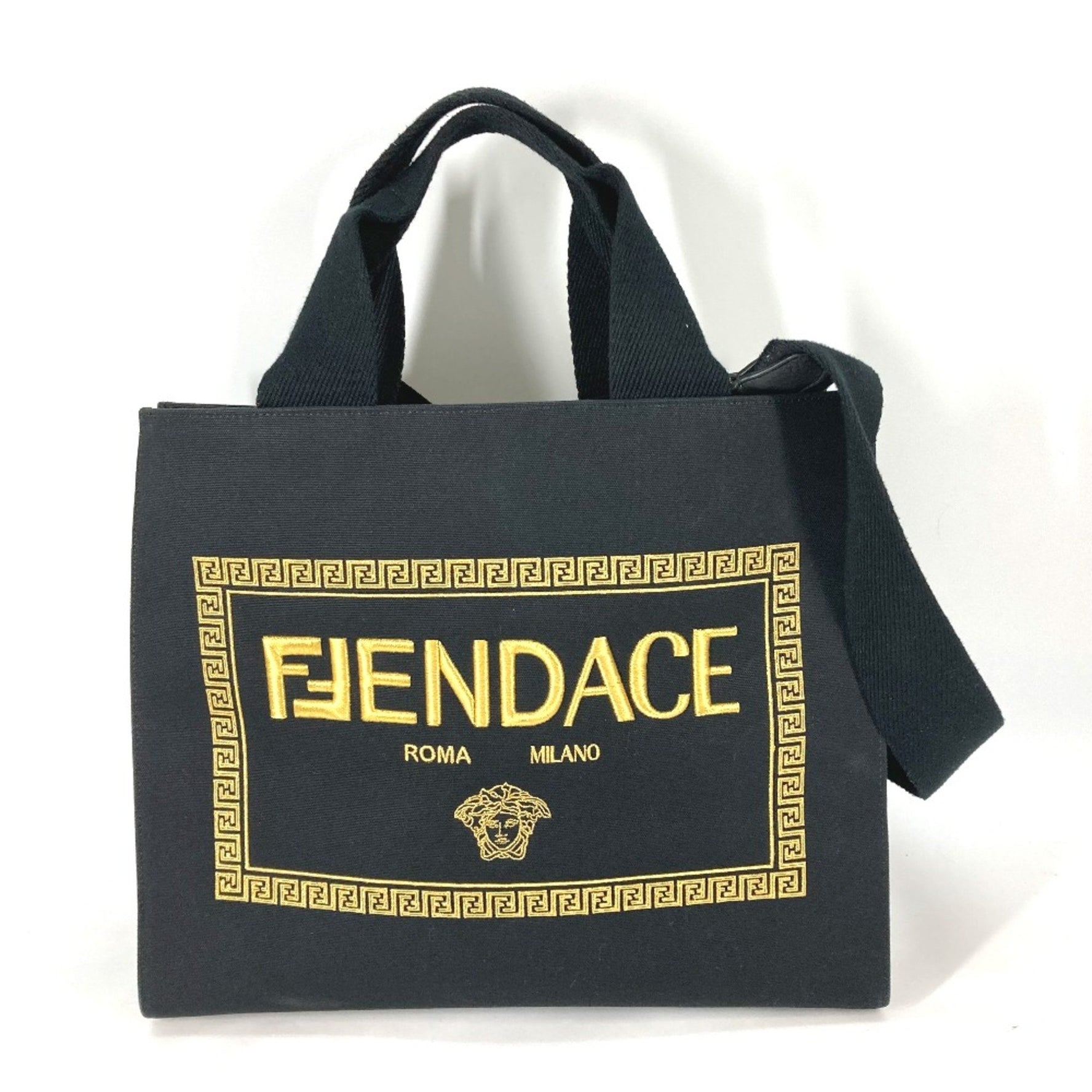 Fendi VERSACE collaboration Tote Bag Crossbody Shoulder Bag Gold