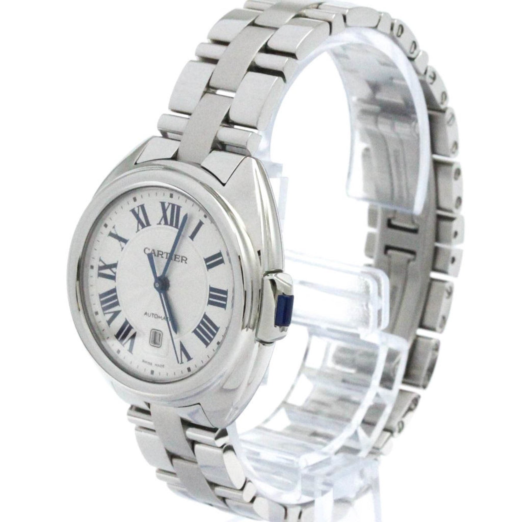 Polished CARTIER Clé De Cartier Steel Automatic Ladies Watch WSCL0005 BF582403