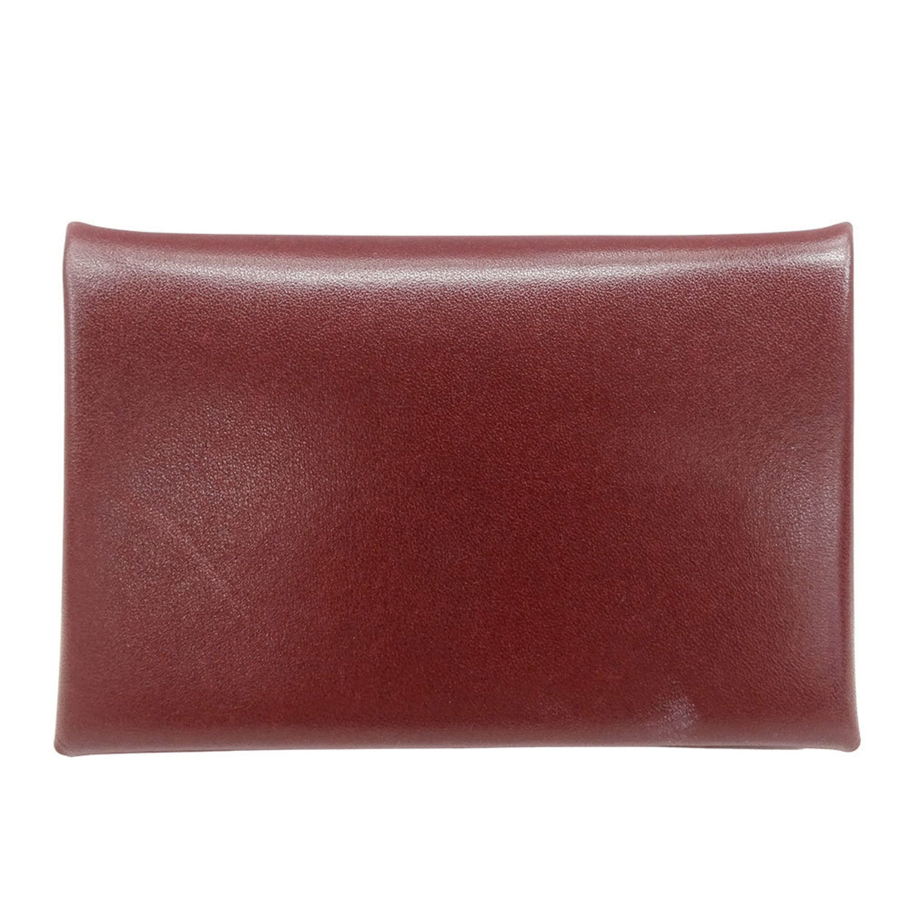 Hermes Hermès Card Case Calvi Box Calf Leather, Bordeaux Red, Business Holder, B Stamp (Manufactured in 2023)