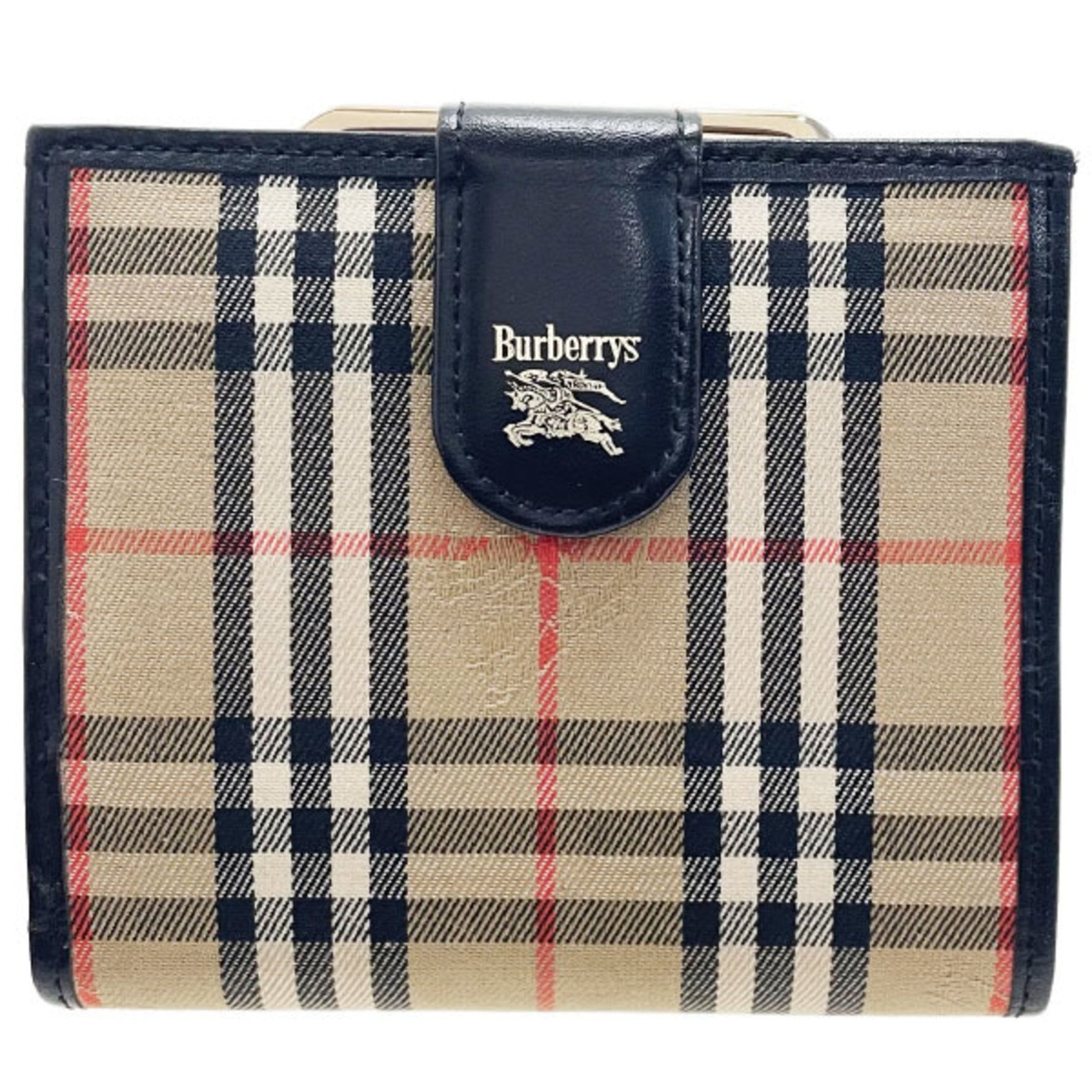 Burberry Wallet Check Canvas Leather Beige Black Burberrys' Burberrys Bi-fold